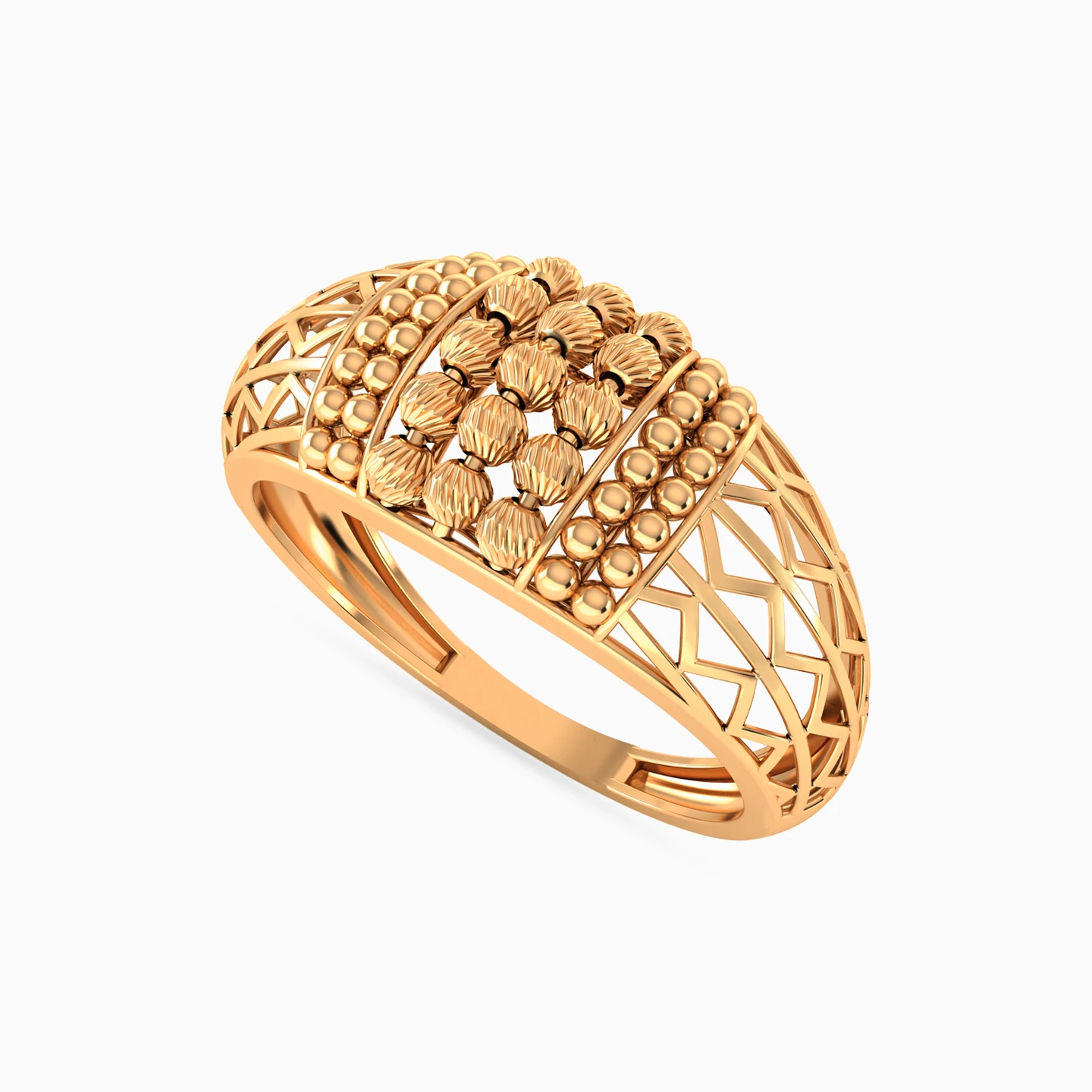 Honeycomb Beads Ring In 21K Gold - 3 Honeycomb Beads Ring In 21K Gold - 3