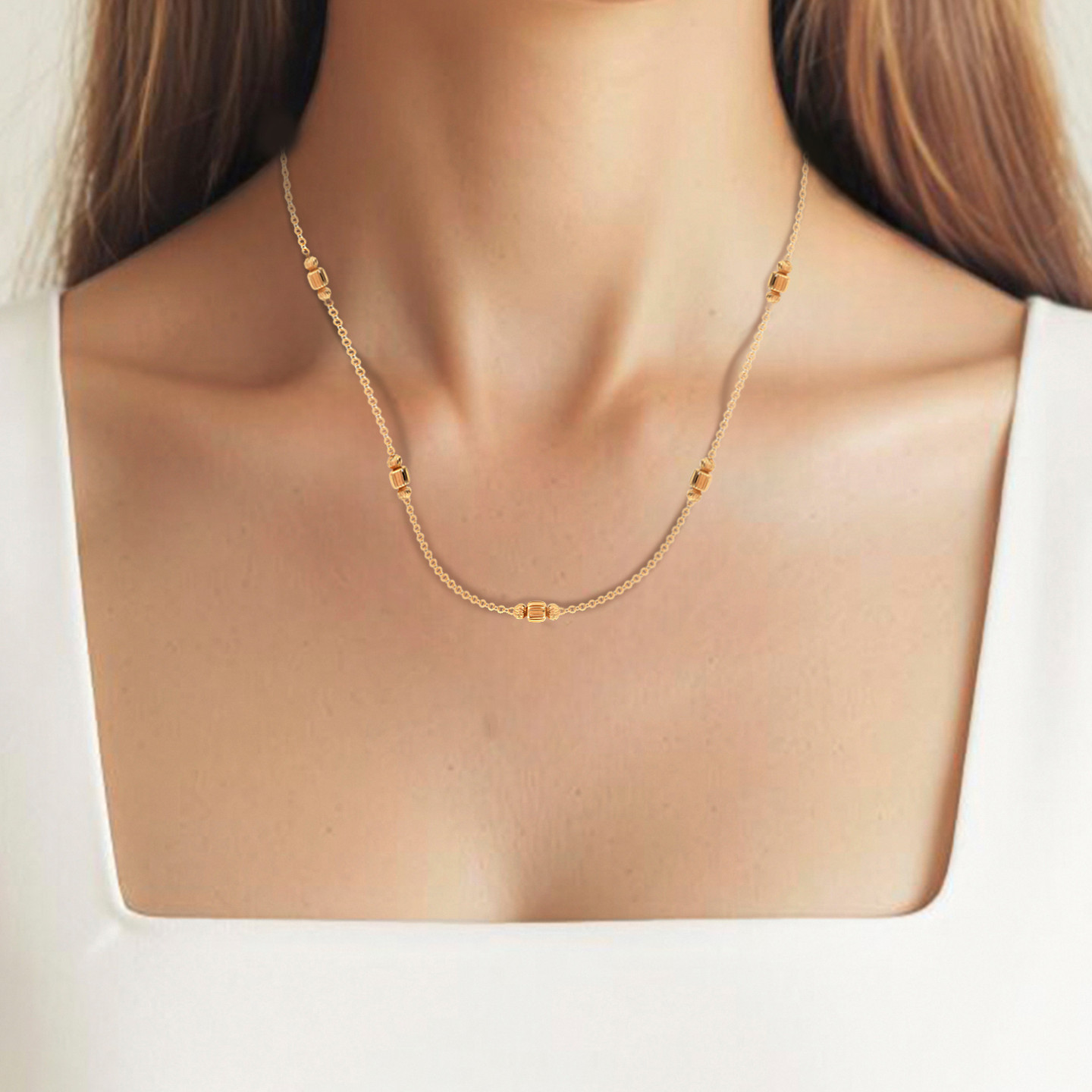 Beads Chain Necklace In 21K Gold - 2 Beads Chain Necklace In 21K Gold - 2