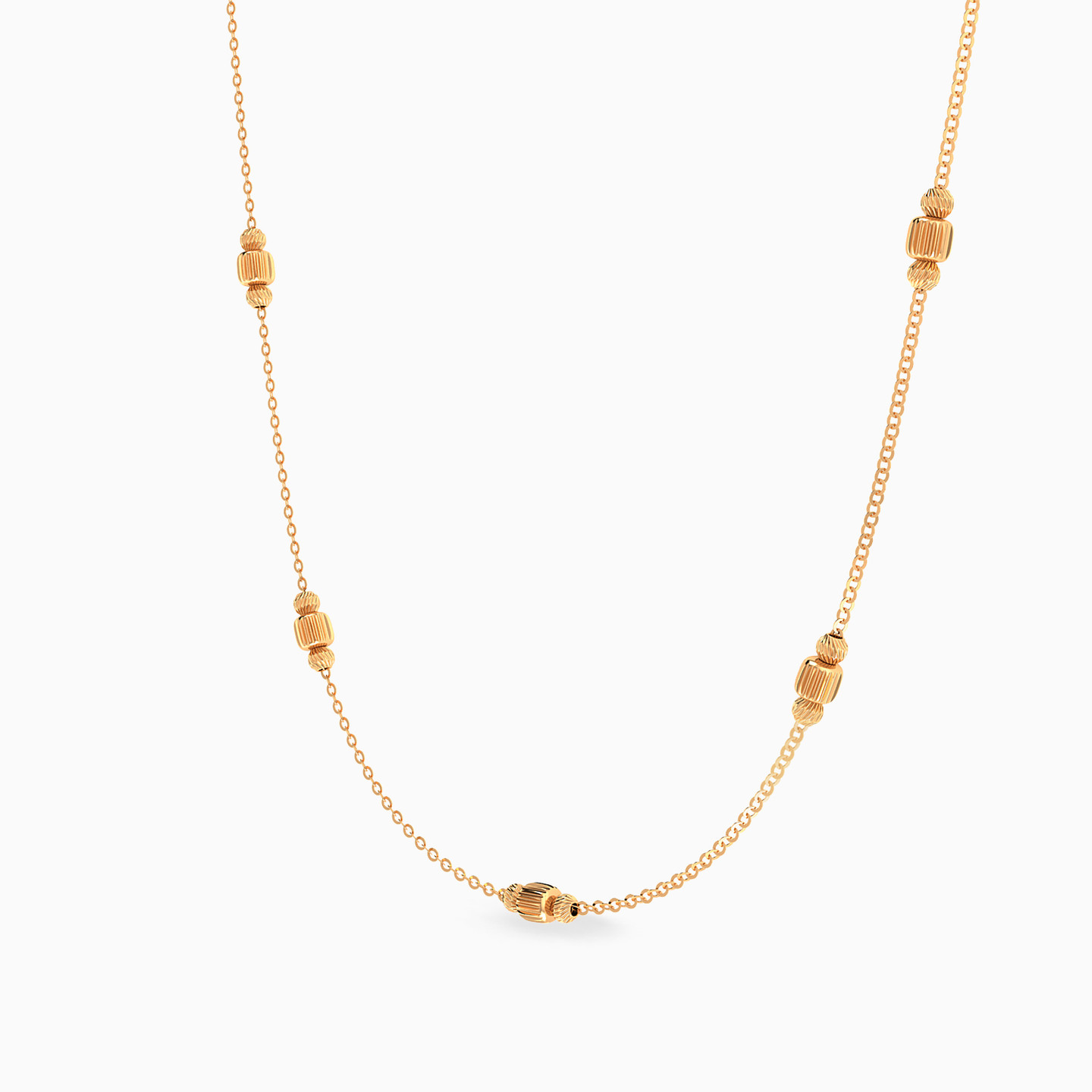 Beads Chain Necklace In 21K Gold - 3 Beads Chain Necklace In 21K Gold - 3