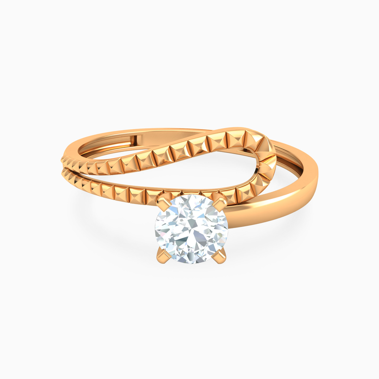 Rope-like Cubic Zirconia Ring In 21K Gold Rope-like Cubic Zirconia Ring In 21K Gold