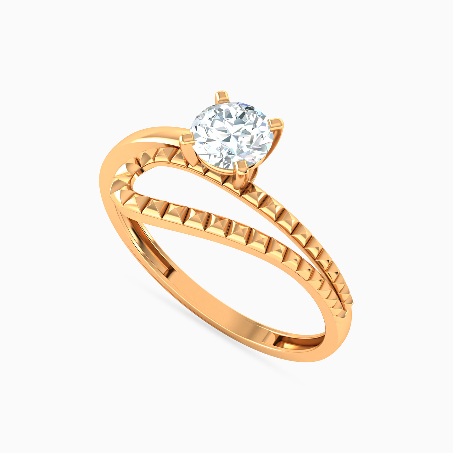 Rope-like Cubic Zirconia Ring In 21K Gold - 3 Rope-like Cubic Zirconia Ring In 21K Gold - 3
