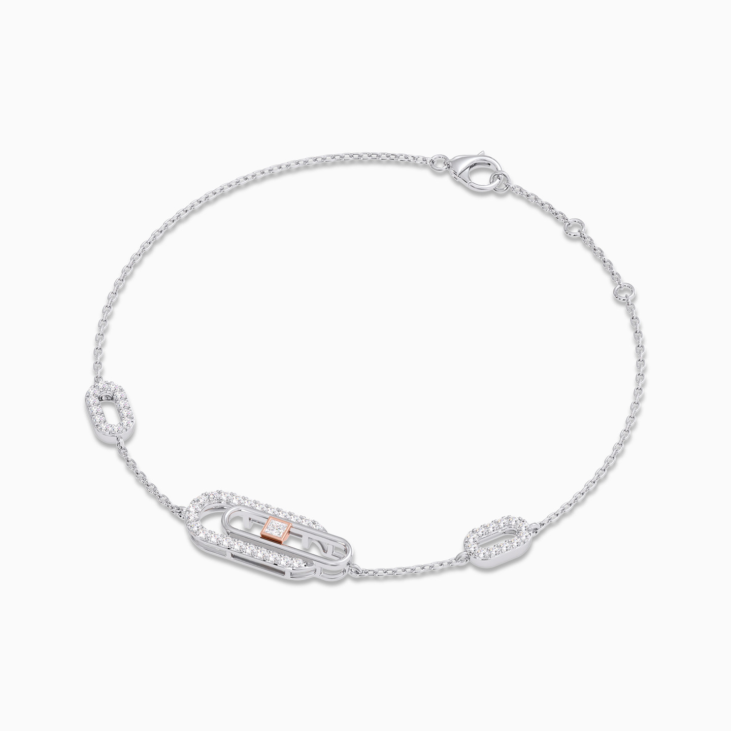 Paperclip Diamond Chain Bracelet in 18K Gold - 3 Paperclip Diamond Chain Bracelet in 18K Gold - 3