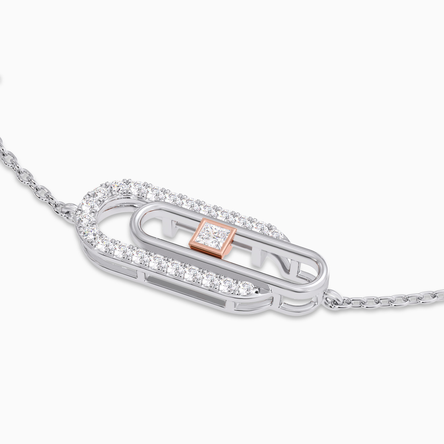 Paperclip Diamond Chain Bracelet in 18K Gold - 4 Paperclip Diamond Chain Bracelet in 18K Gold - 4