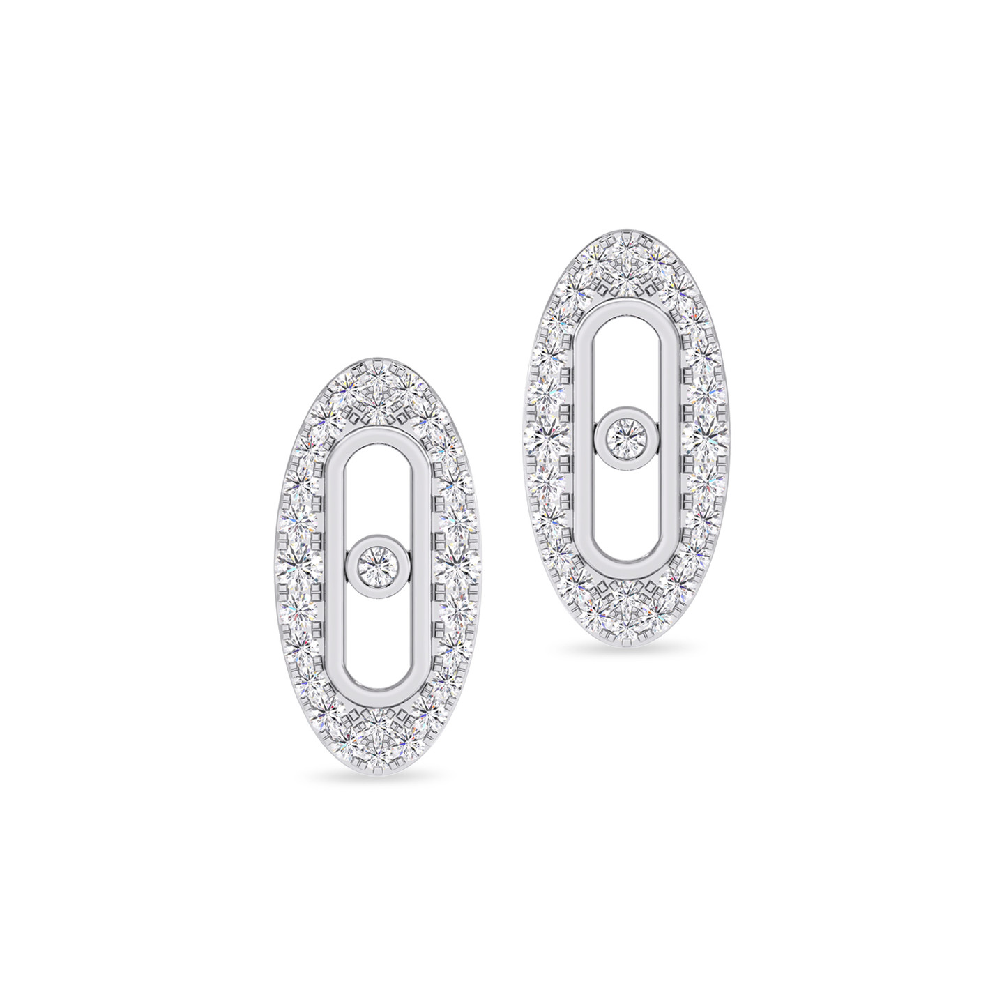 Oval Diamond Earrings in 18K Gold - 4 Oval Diamond Earrings in 18K Gold - 4