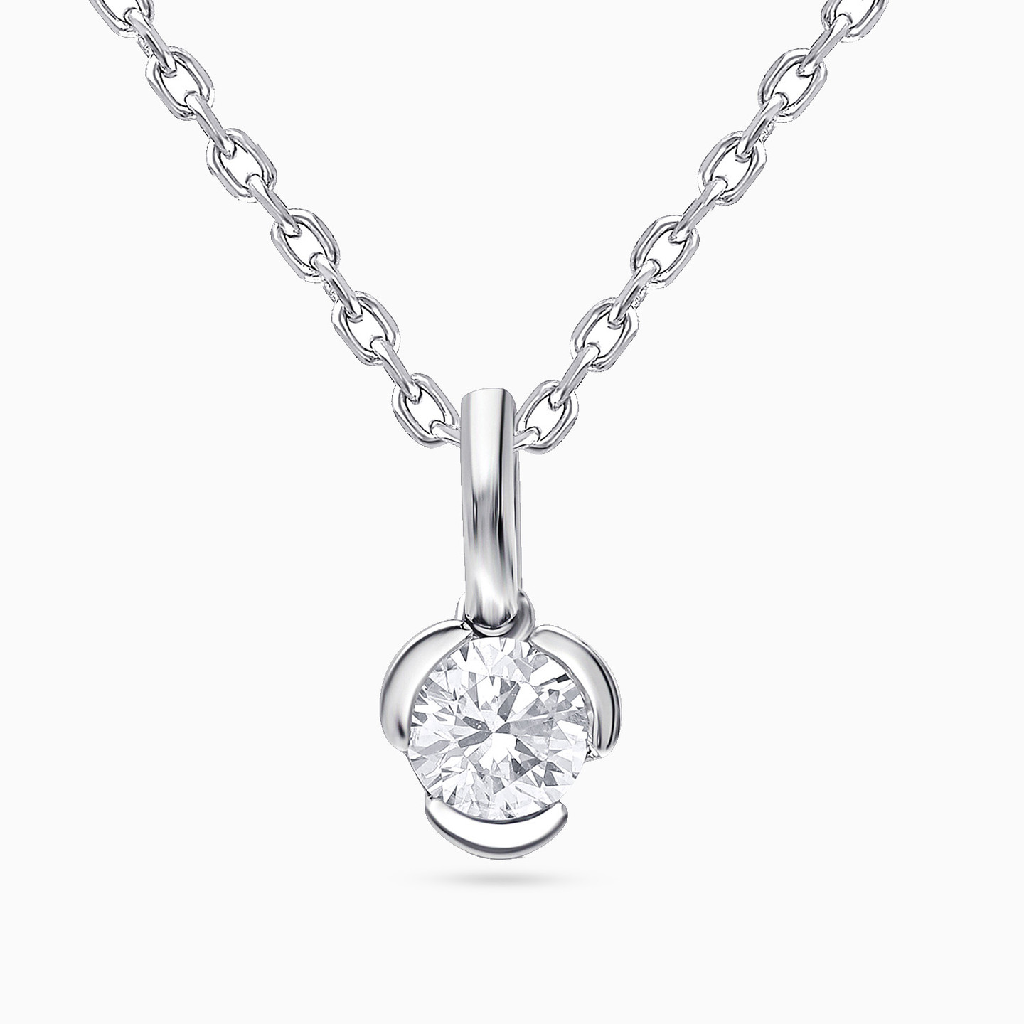 Open Round Lab Grown Diamond Sterling Silver Necklace Open Round Lab Grown Diamond Sterling Silver Necklace