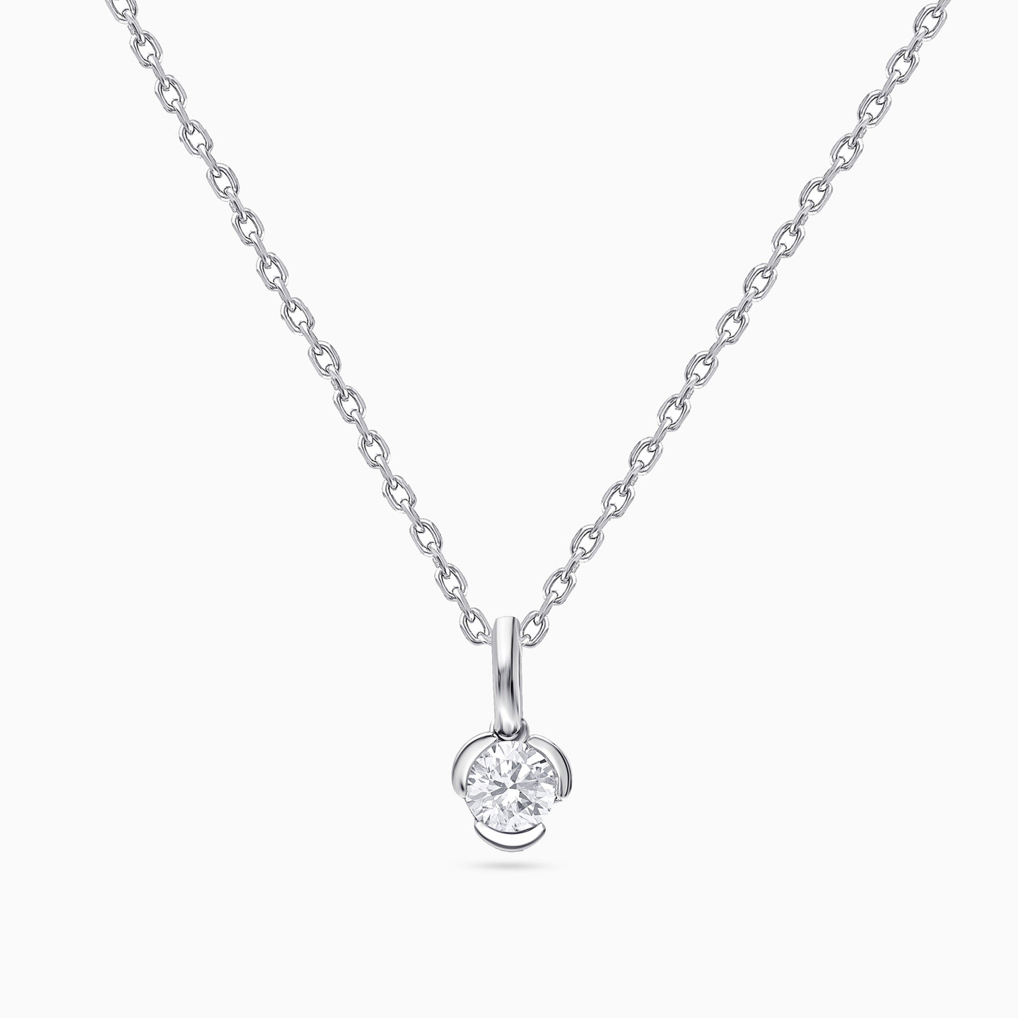Open Round Lab Grown Diamond Sterling Silver Necklace - 3 Open Round Lab Grown Diamond Sterling Silver Necklace - 3