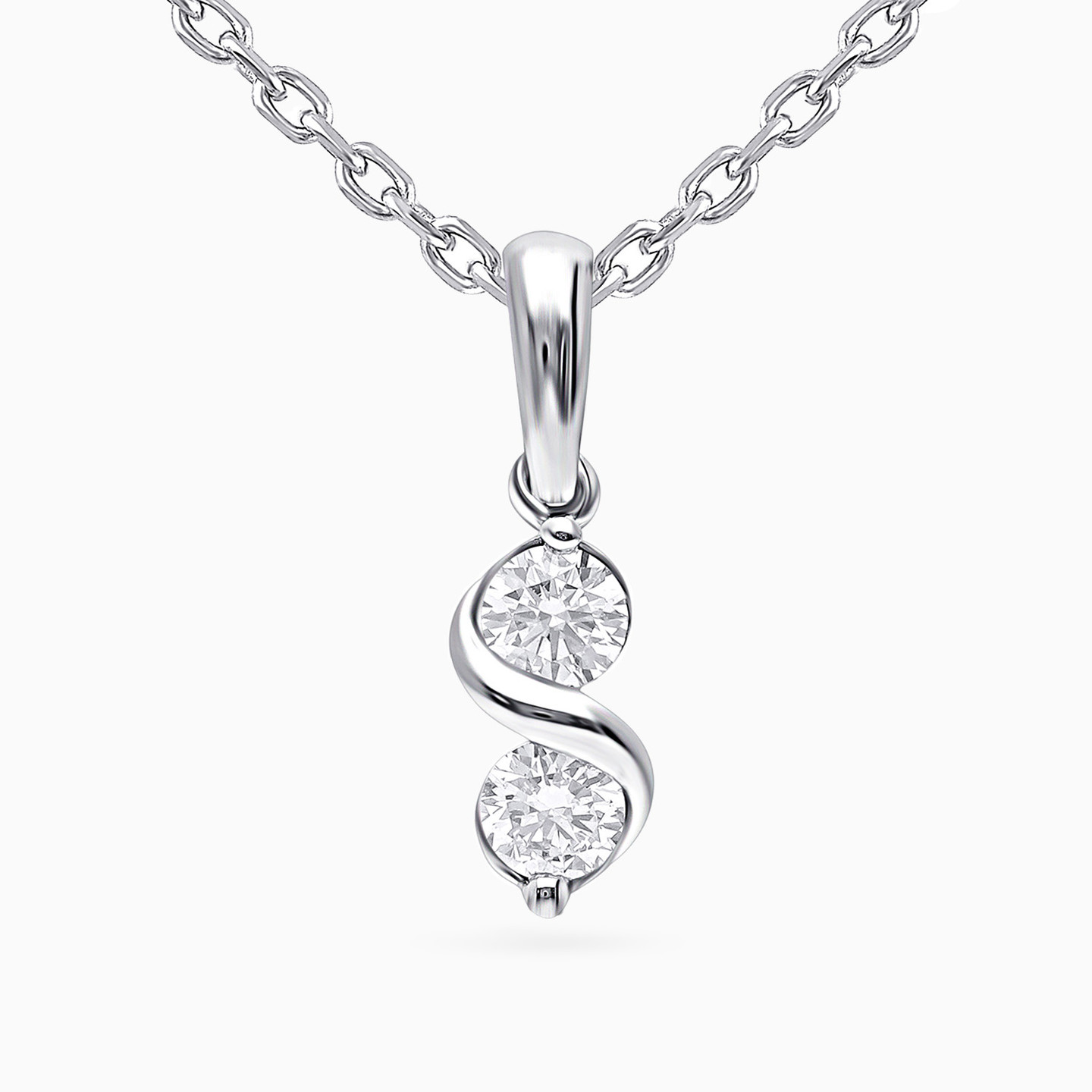 Twisted Lab Grown Diamond Sterling Silver Necklace Twisted Lab Grown Diamond Sterling Silver Necklace