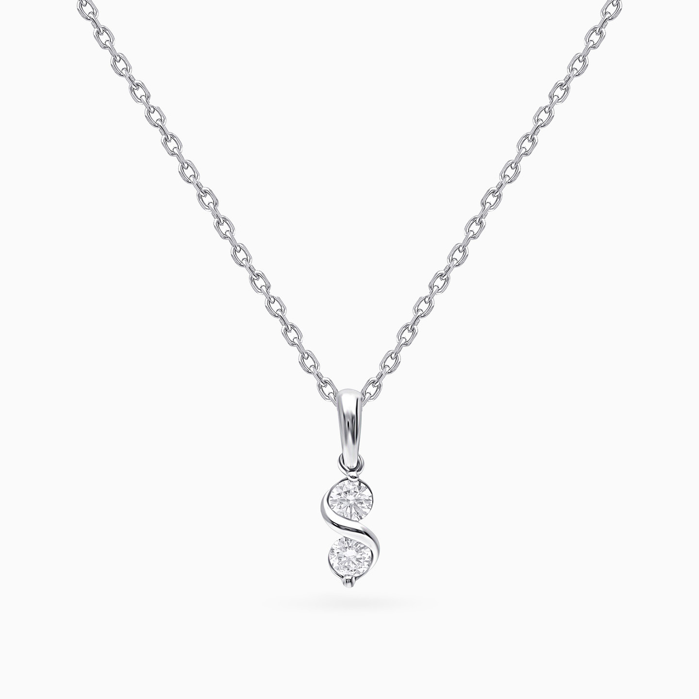 Twisted Lab Grown Diamond Sterling Silver Necklace - 3 Twisted Lab Grown Diamond Sterling Silver Necklace - 3