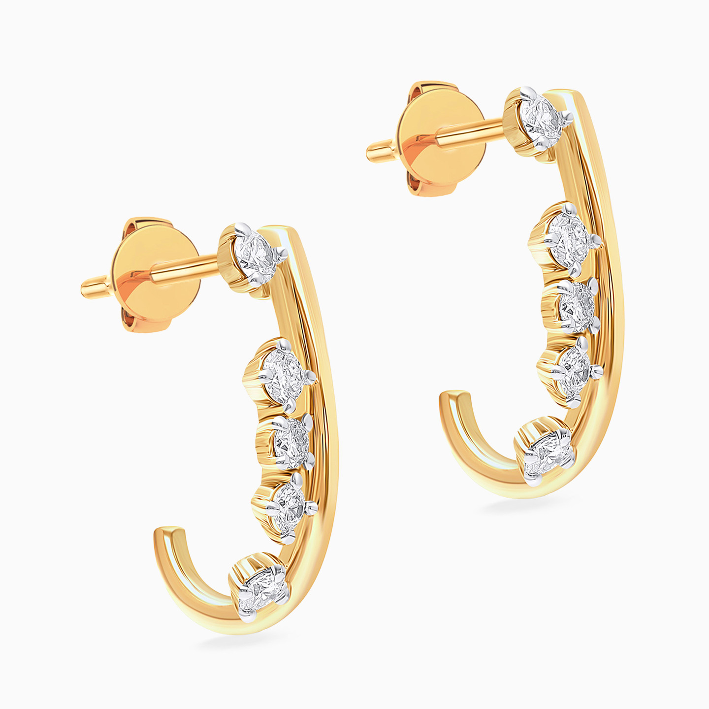Simple Lab Grown Diamond Gold Plated Cuff Earrings - 3 Simple Lab Grown Diamond Gold Plated Cuff Earrings - 3