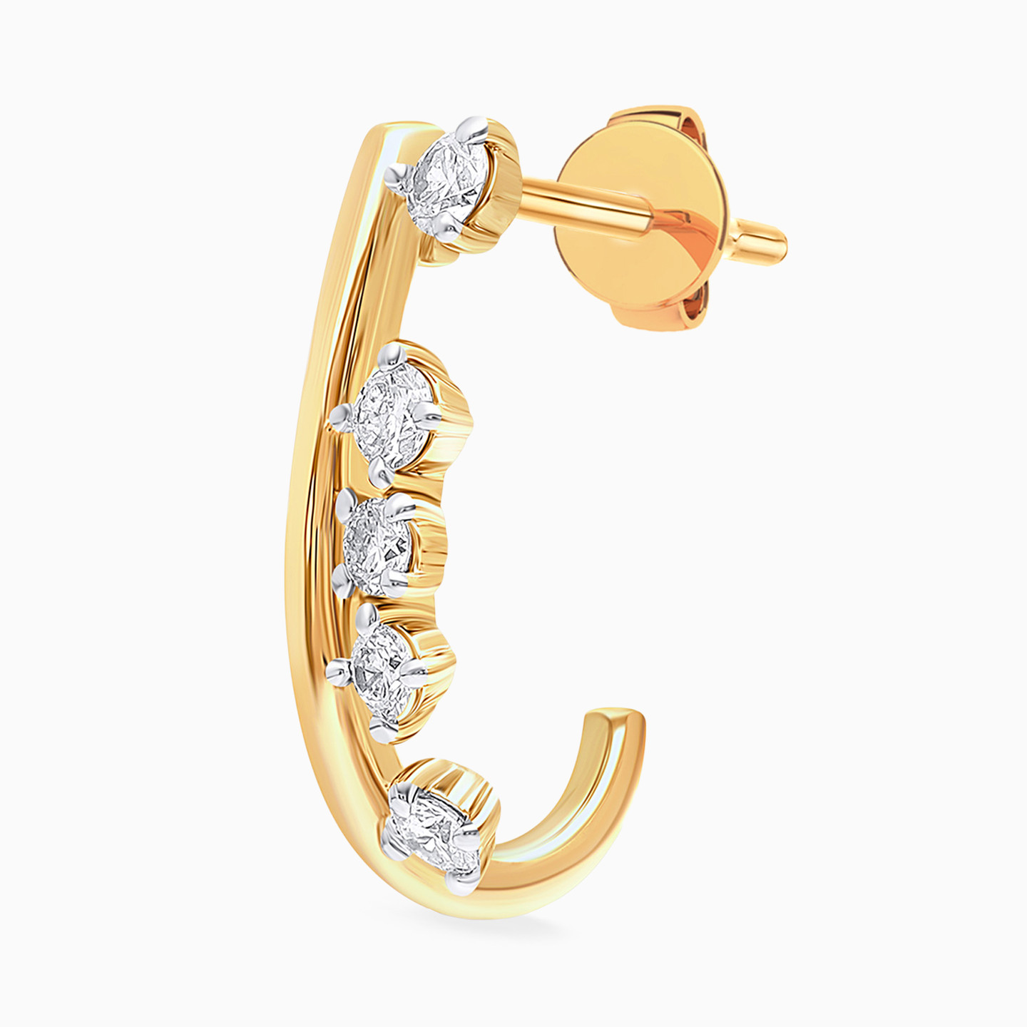 Simple Lab Grown Diamond Gold Plated Cuff Earrings - 4 Simple Lab Grown Diamond Gold Plated Cuff Earrings - 4