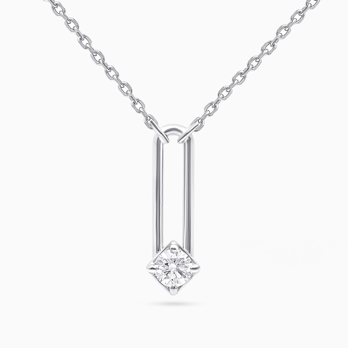Square Setting Lab Grown Diamond Sterling Silver Necklace Square Setting Lab Grown Diamond Sterling Silver Necklace