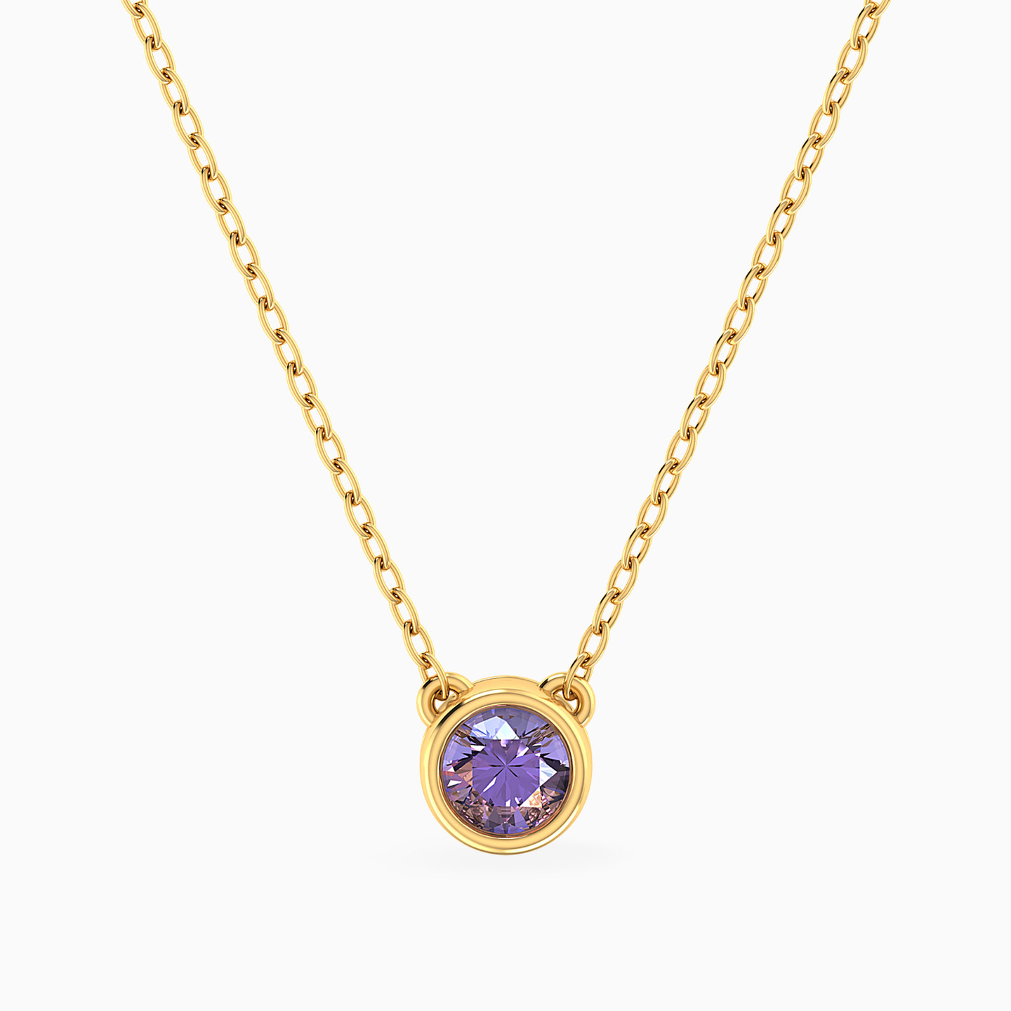 Circle Purple Stone Necklace In 18K Gold Circle Purple Stone Necklace In 18K Gold