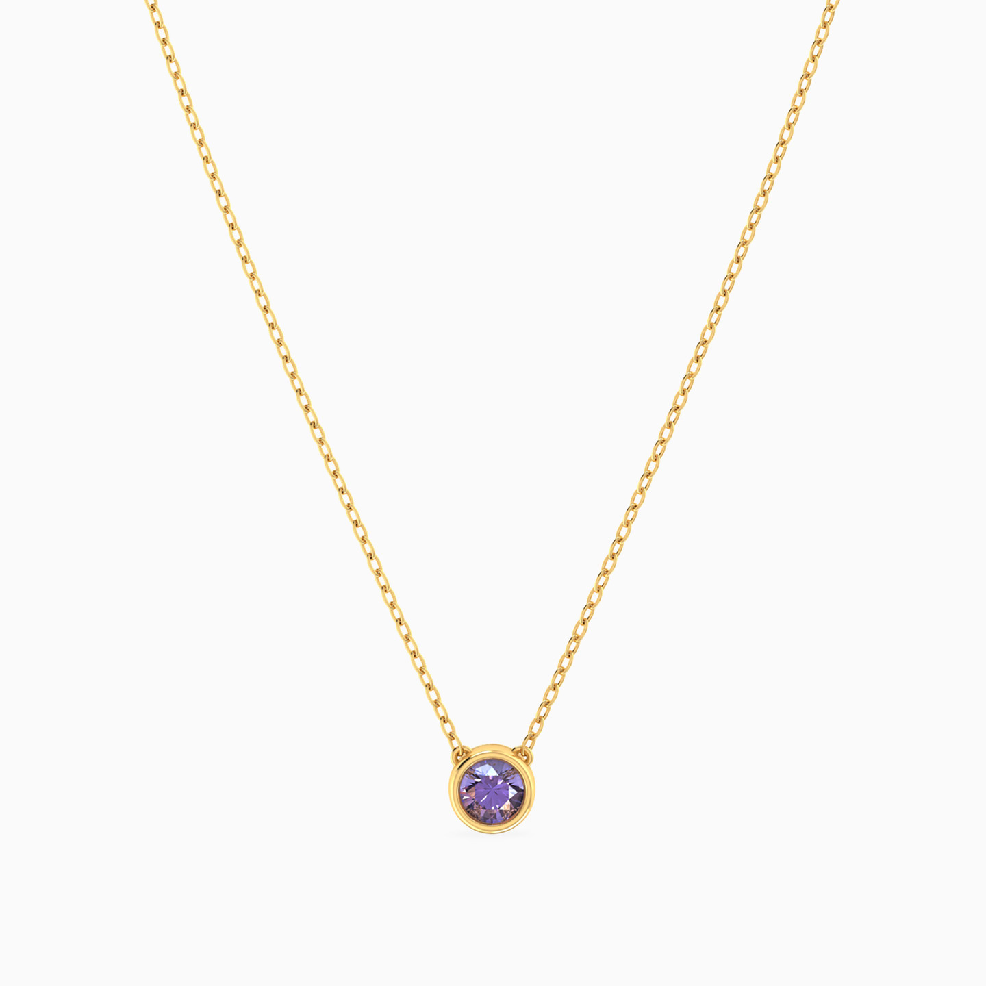 Circle Purple Stone Necklace In 18K Gold - 5 Circle Purple Stone Necklace In 18K Gold - 5