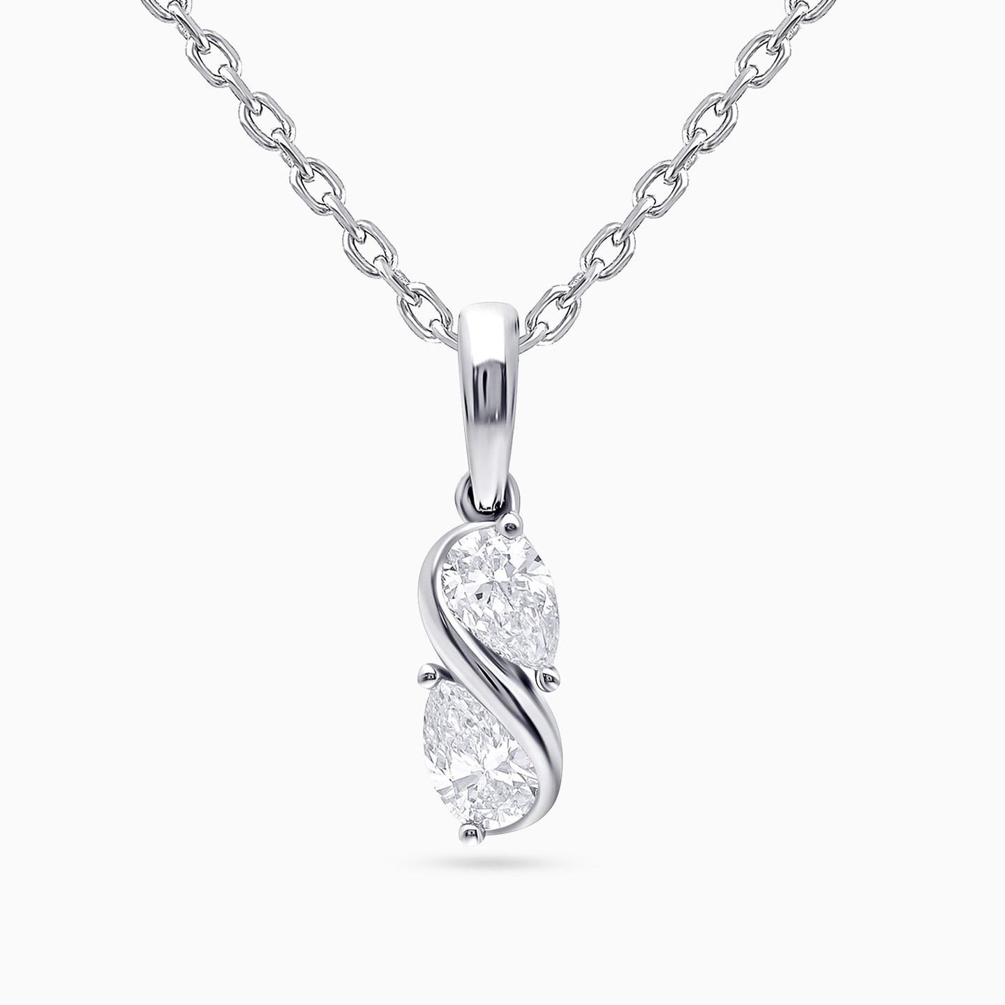 Pear Twisted Lab Grown Diamond Sterling Silver Necklace Pear Twisted Lab Grown Diamond Sterling Silver Necklace