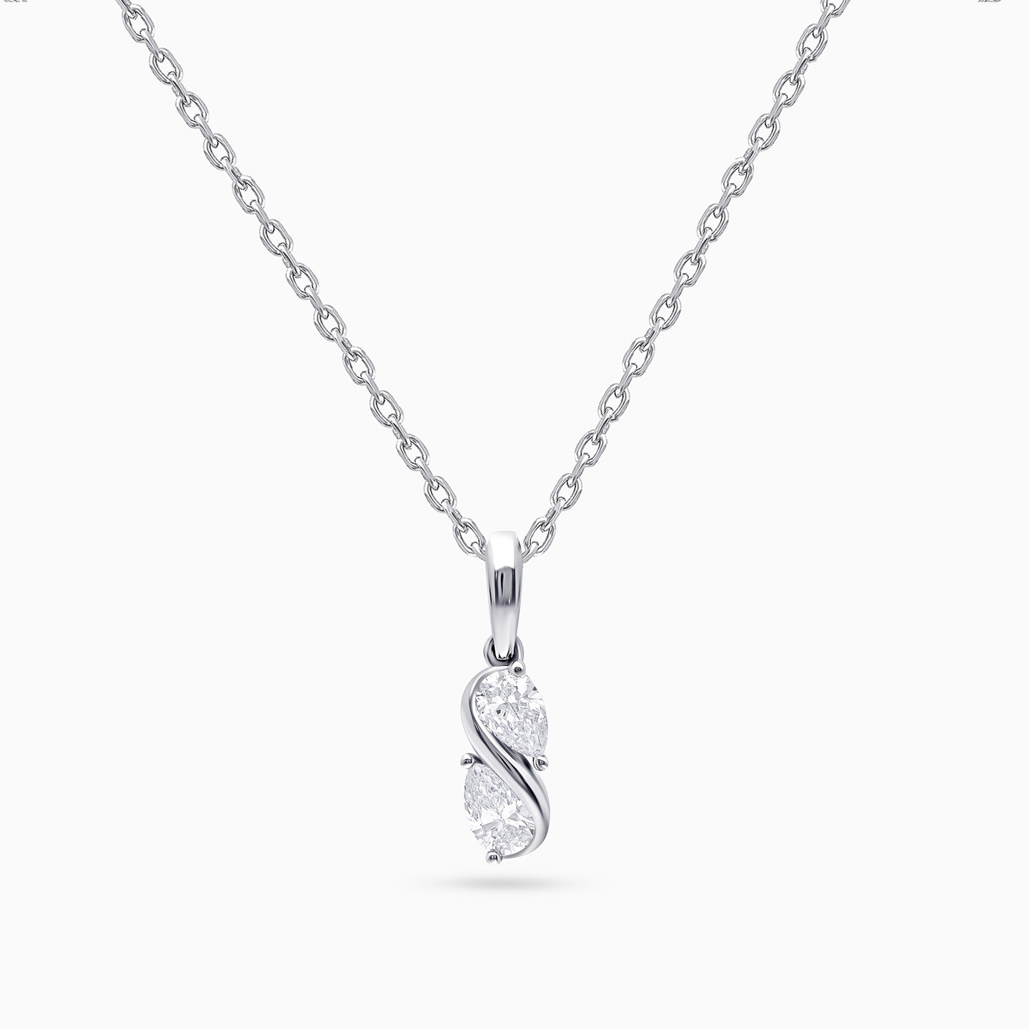 Pear Twisted Lab Grown Diamond Sterling Silver Necklace - 3 Pear Twisted Lab Grown Diamond Sterling Silver Necklace - 3