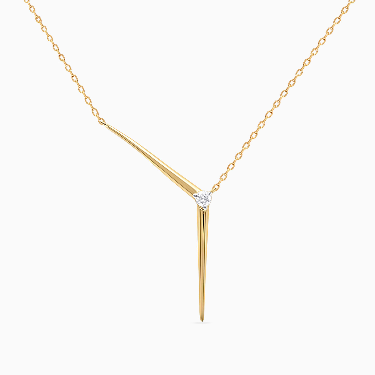 Angled Lab Grown Diamond Gold Plated Y Shaped Necklace Angled Lab Grown Diamond Gold Plated Y Shaped Necklace