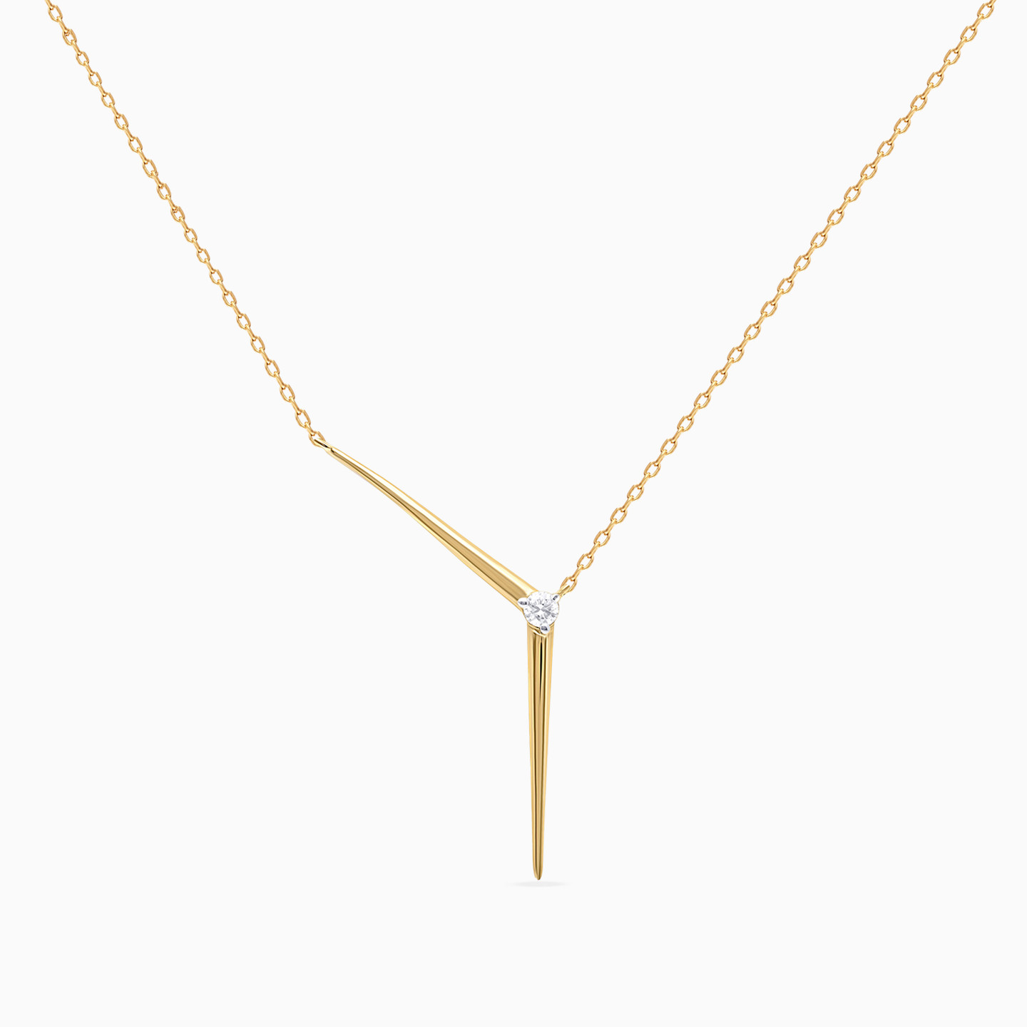 Angled Lab Grown Diamond Gold Plated Y Shaped Necklace - 3 Angled Lab Grown Diamond Gold Plated Y Shaped Necklace - 3