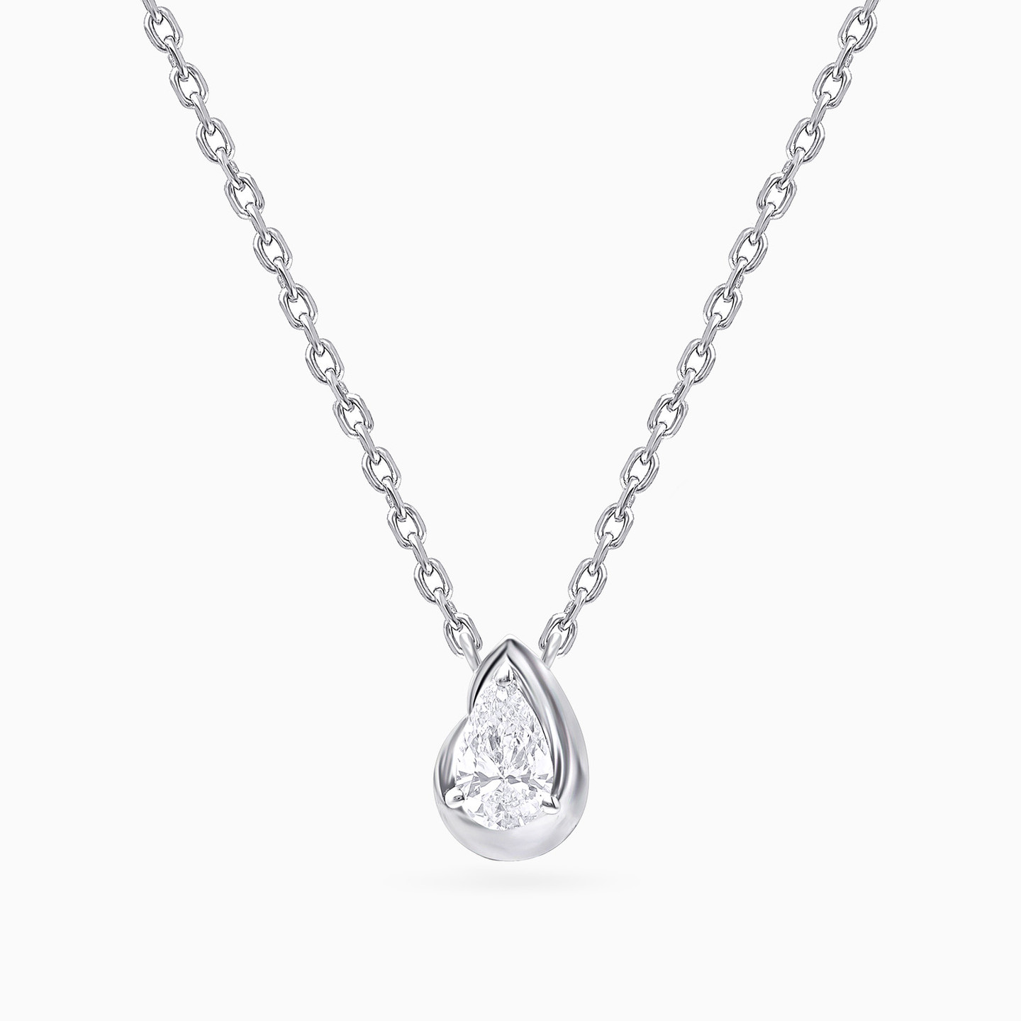 Raindrop Lab Grown Diamond Sterling Silver Necklace - 3 Raindrop Lab Grown Diamond Sterling Silver Necklace - 3