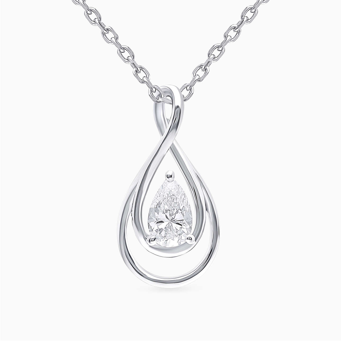 Teardrop Lab Grown Diamond Sterling Silver Necklace Teardrop Lab Grown Diamond Sterling Silver Necklace