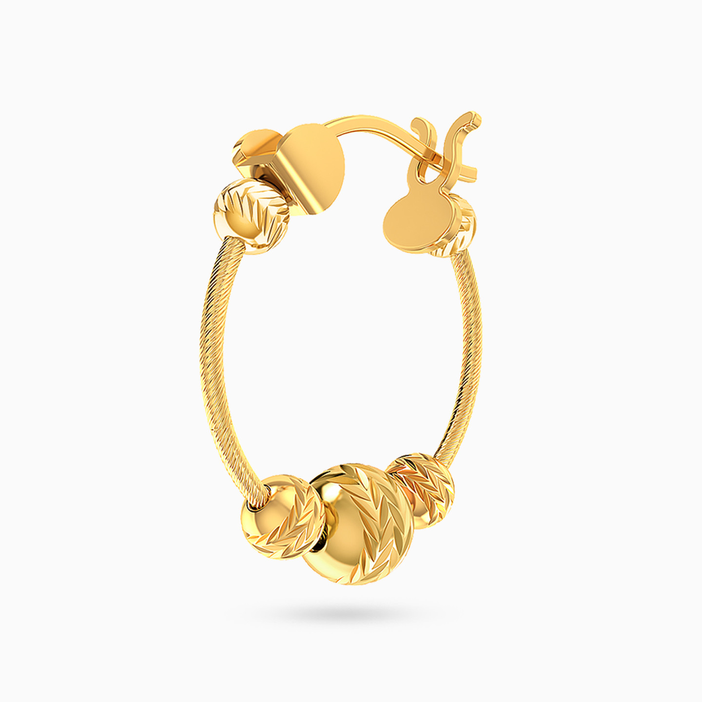 أقراط دائرية شكل خرزات ذهب عيار 18 قيراط - 4 أقراط دائرية شكل خرزات ذهب عيار 18 قيراط - 4