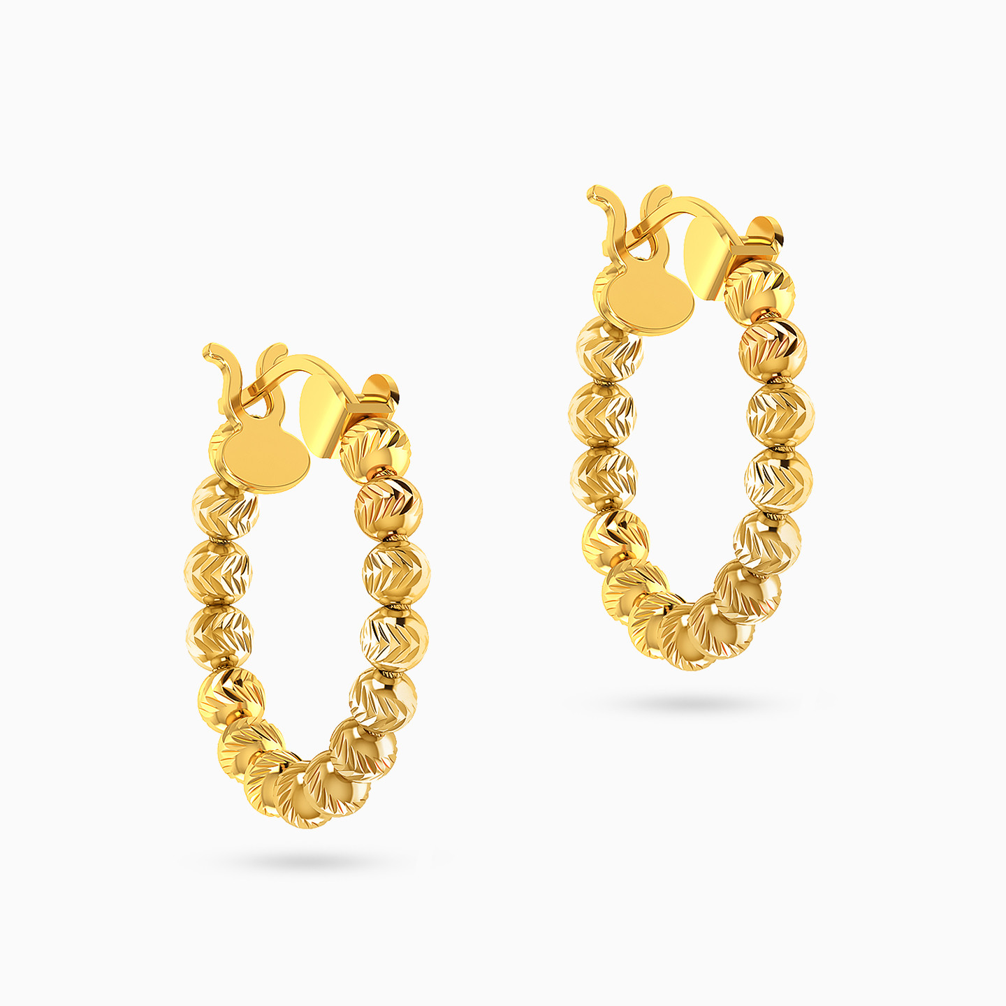 Beads Hoop Earrings In 18K Gold - 3 Beads Hoop Earrings In 18K Gold - 3