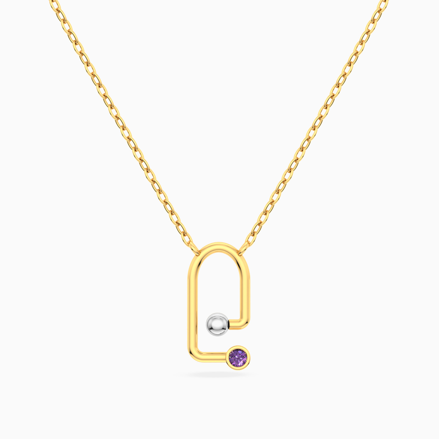 Abstract Loop & Bead Colored Stones Necklace In 18K Gold Abstract Loop & Bead Colored Stones Necklace In 18K Gold