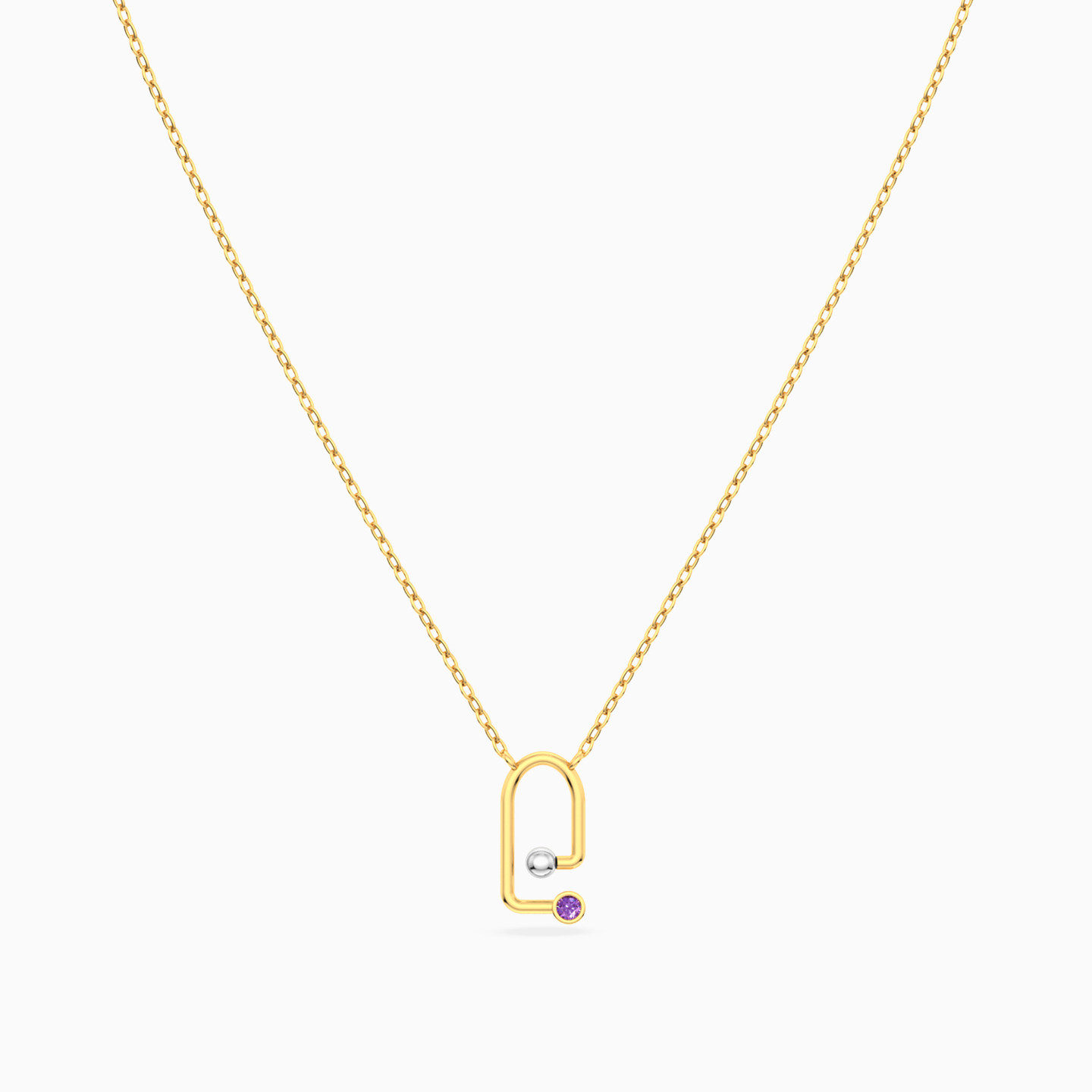 Abstract Loop & Bead Colored Stones Necklace In 18K Gold - 3 Abstract Loop & Bead Colored Stones Necklace In 18K Gold - 3
