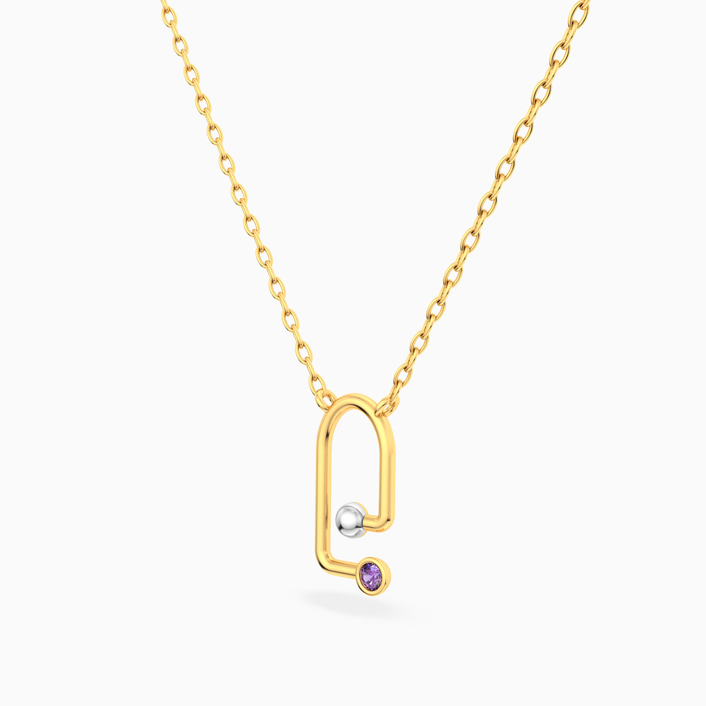 Abstract Loop & Bead Colored Stones Necklace In 18K Gold - 2 Abstract Loop & Bead Colored Stones Necklace In 18K Gold - 2