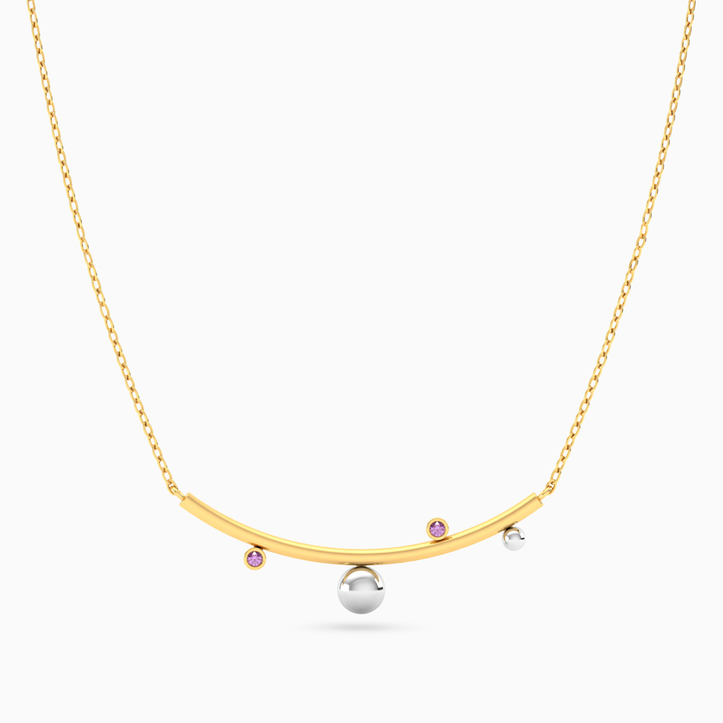 Arc & Beads Colored Stones Necklace In 18K Gold Arc & Beads Colored Stones Necklace In 18K Gold
