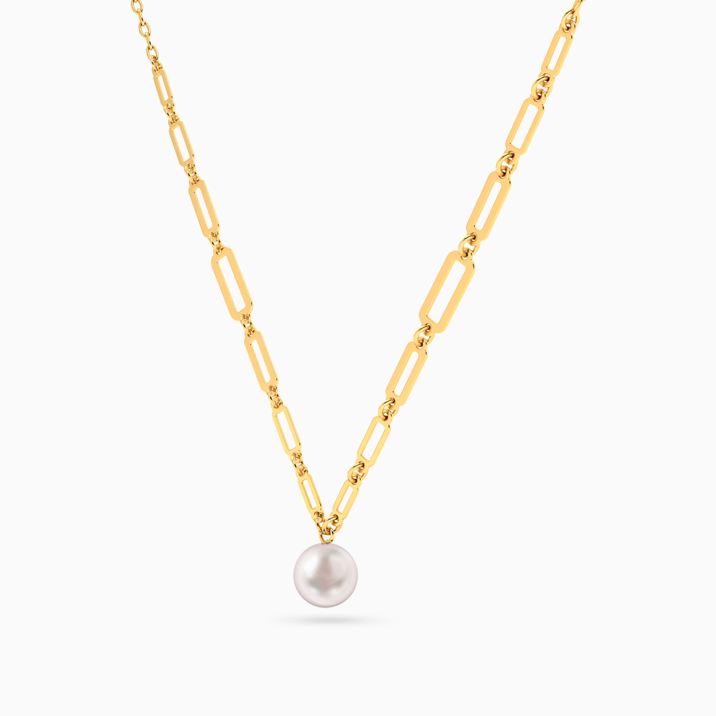 Pearl Paperclip Necklace In 18K Gold - 2 Pearl Paperclip Necklace In 18K Gold - 2