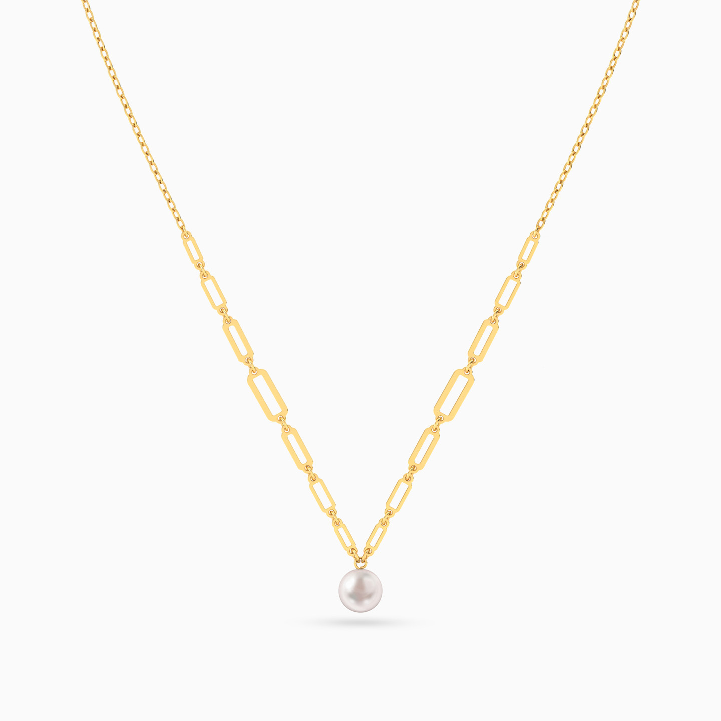 Pearl Paperclip Necklace In 18K Gold - 3 Pearl Paperclip Necklace In 18K Gold - 3