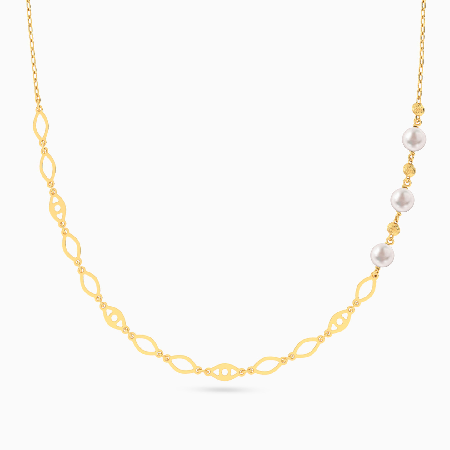 Marquise & Eyes Pearl Necklace In 18K Gold Marquise & Eyes Pearl Necklace In 18K Gold
