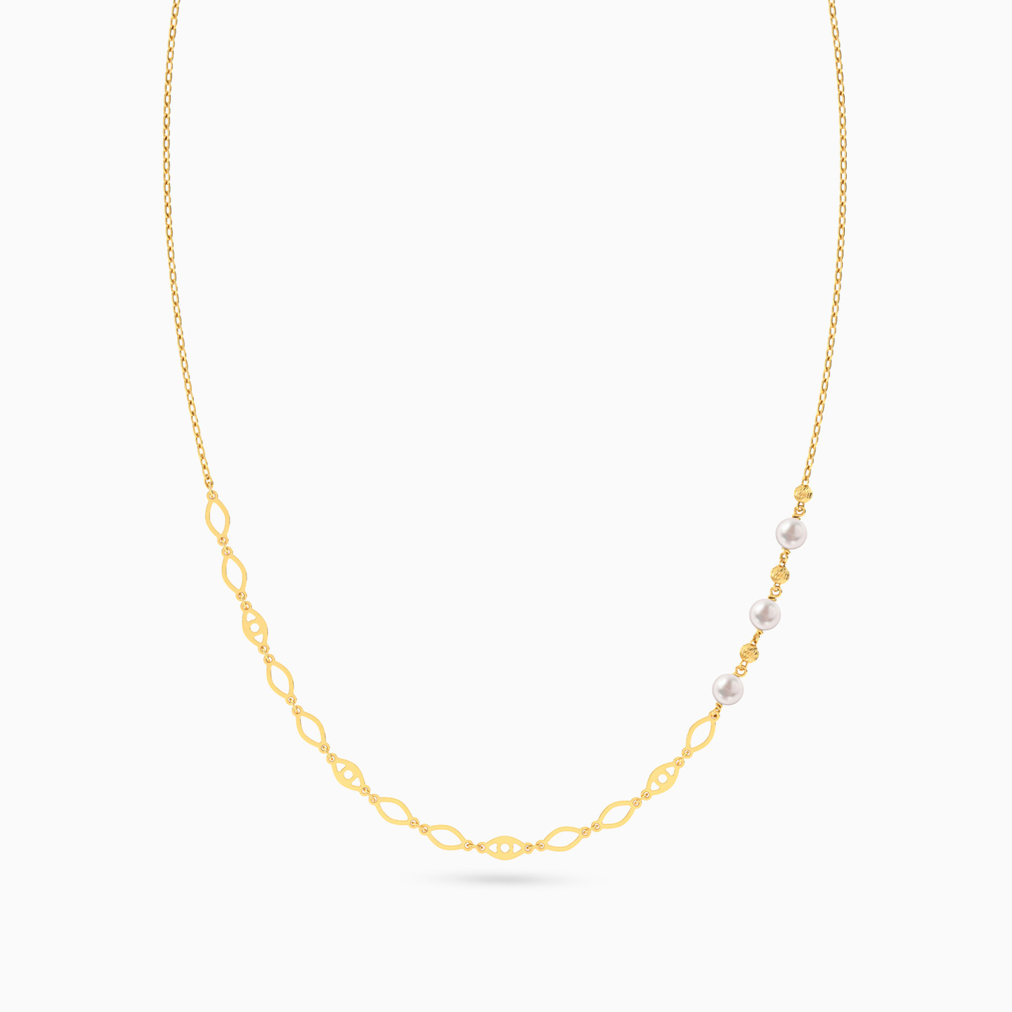 Marquise & Eyes Pearl Necklace In 18K Gold - 3 Marquise & Eyes Pearl Necklace In 18K Gold - 3