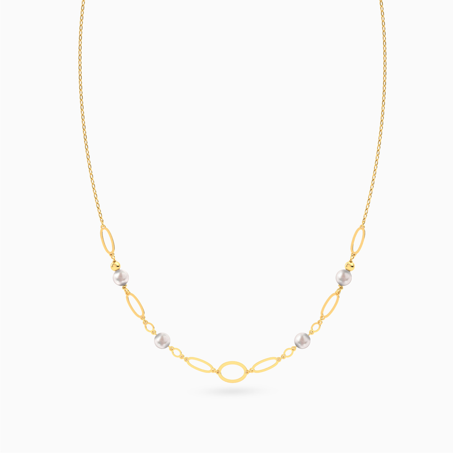 Round Loops Pearl Necklace In 18K Gold - 3 Round Loops Pearl Necklace In 18K Gold - 3
