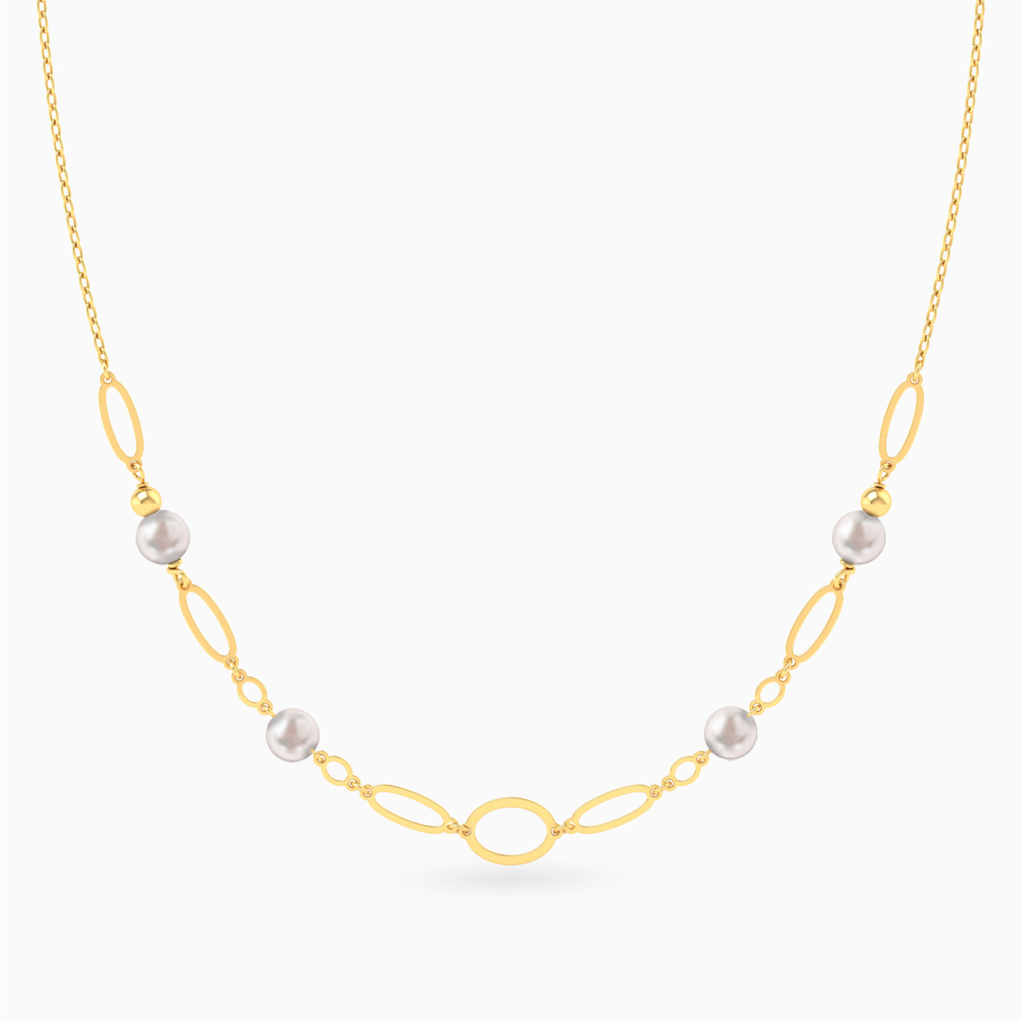 Round Loops Pearl Necklace In 18K Gold Round Loops Pearl Necklace In 18K Gold