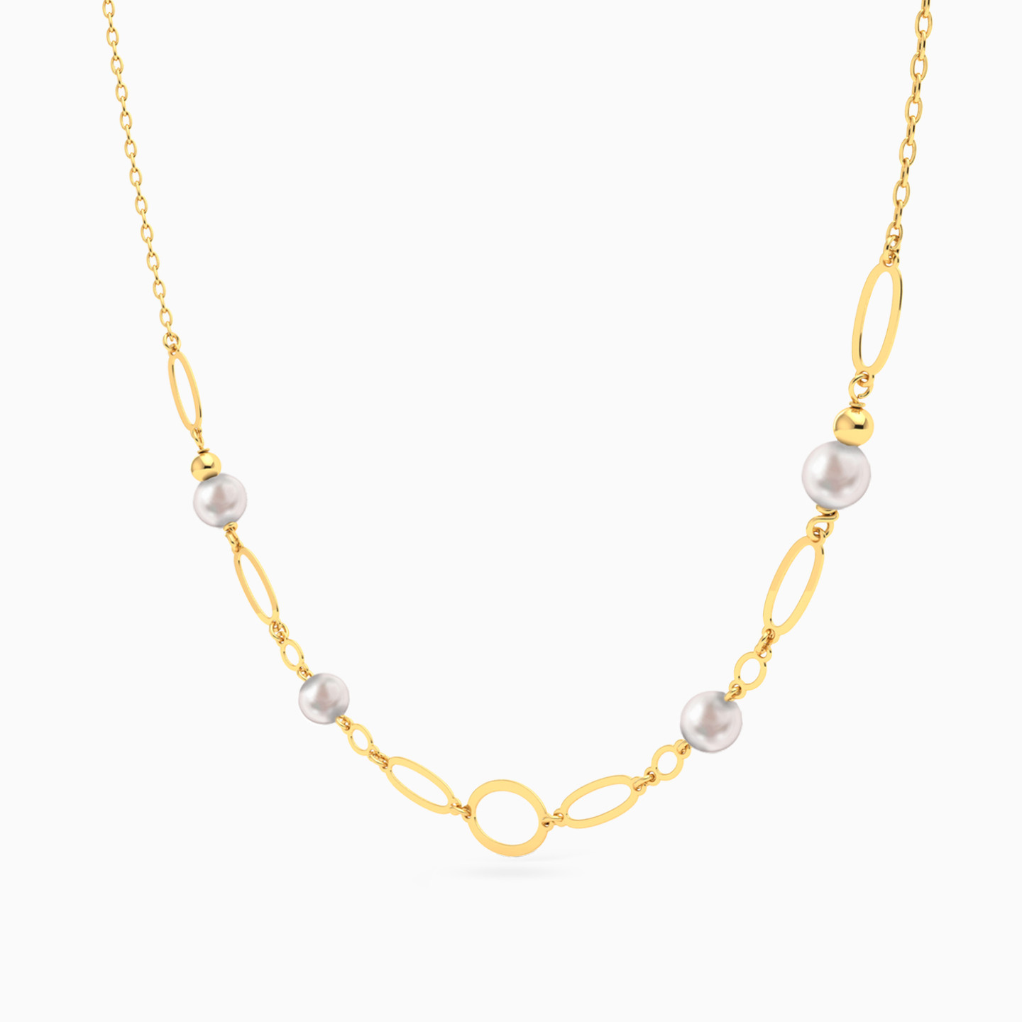 Round Loops Pearl Necklace In 18K Gold - 2 Round Loops Pearl Necklace In 18K Gold - 2