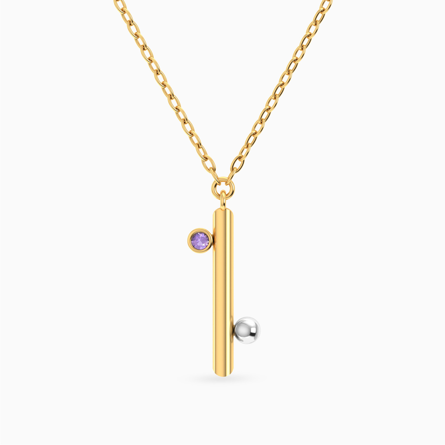 Vertical Bar & Bead Colored Stones Necklace In 18K Gold Vertical Bar & Bead Colored Stones Necklace In 18K Gold