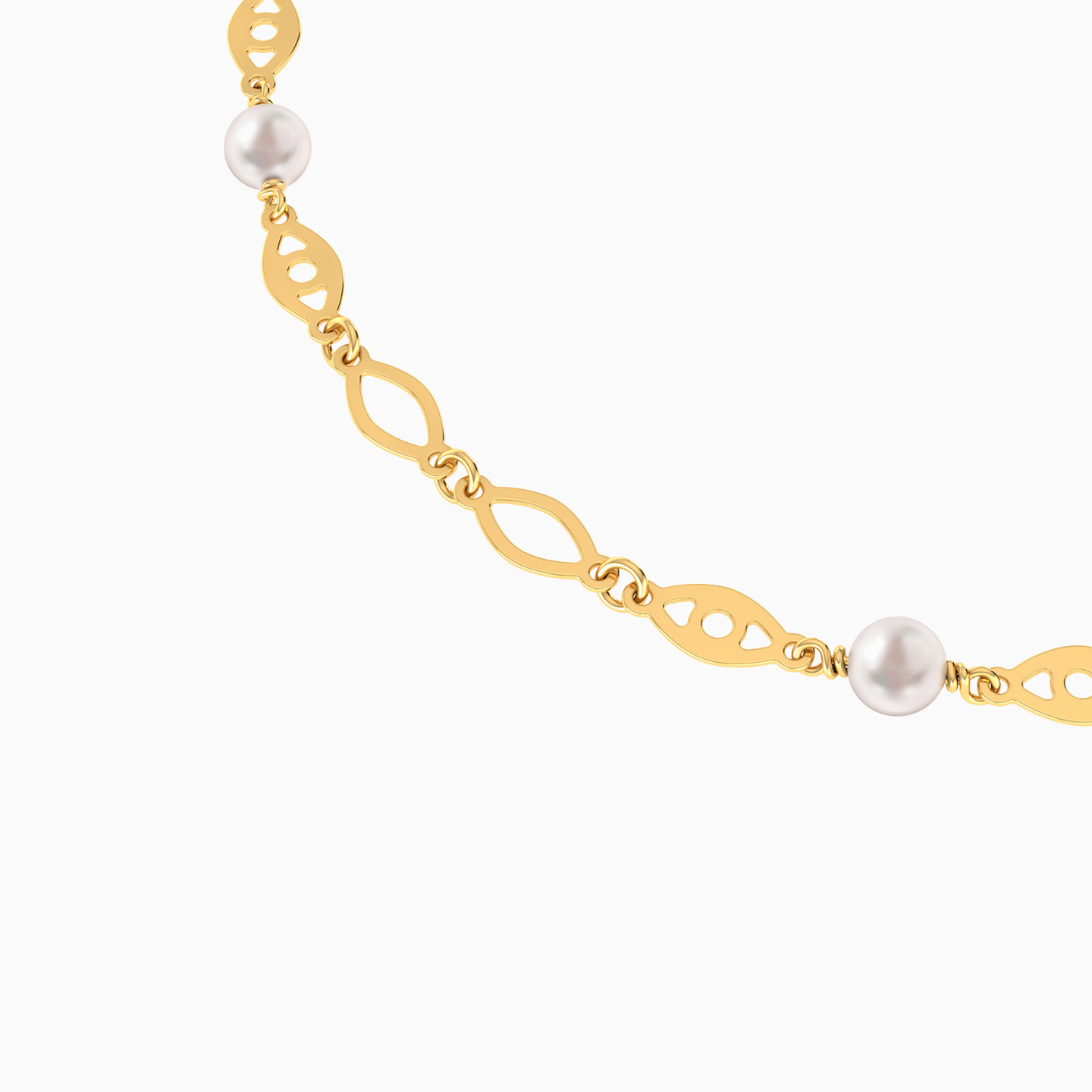 Marquise Pearl Chain Bracelet In 18K Gold - 4 Marquise Pearl Chain Bracelet In 18K Gold - 4