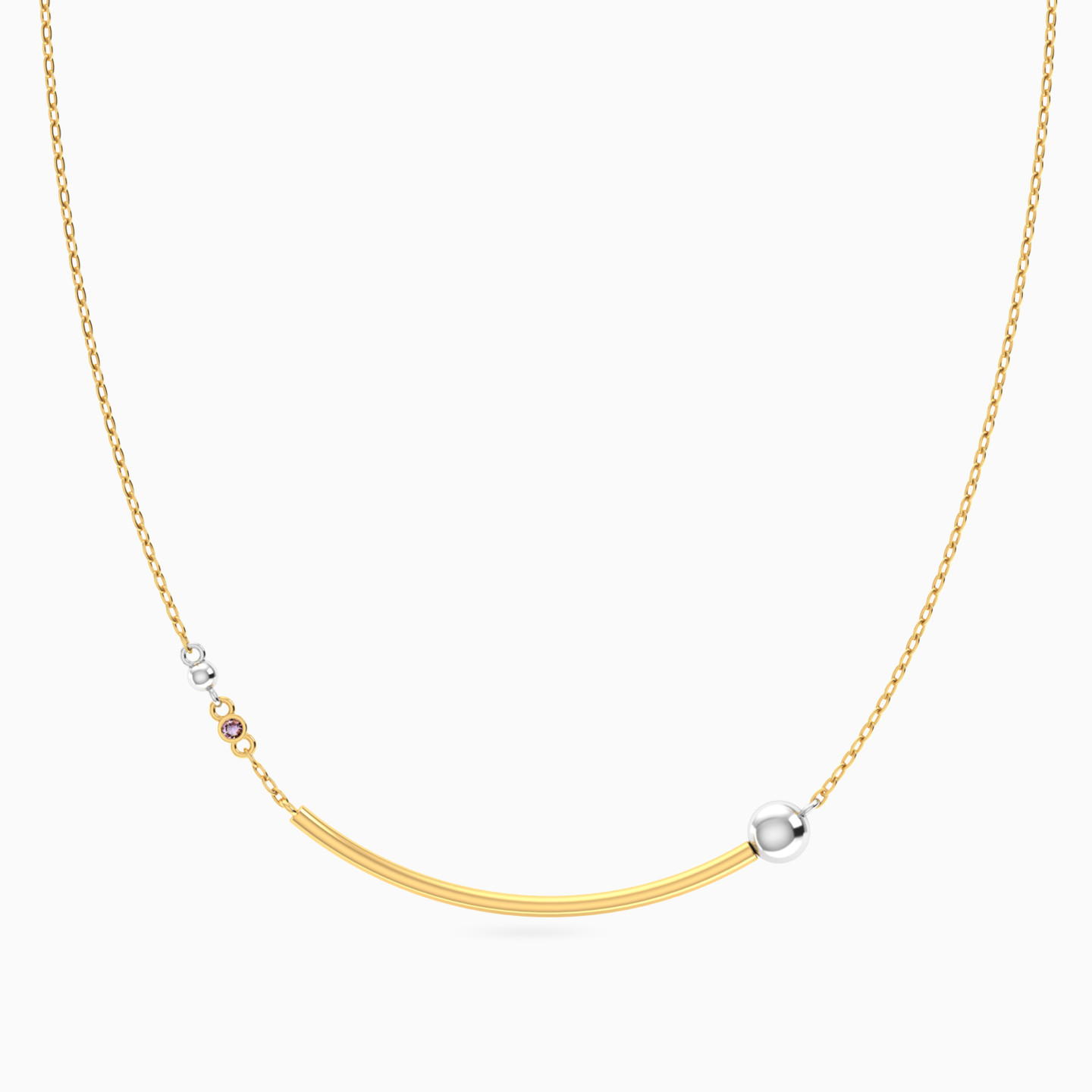 Arc & Bead Colored Stones Necklace In 18K Gold Arc & Bead Colored Stones Necklace In 18K Gold