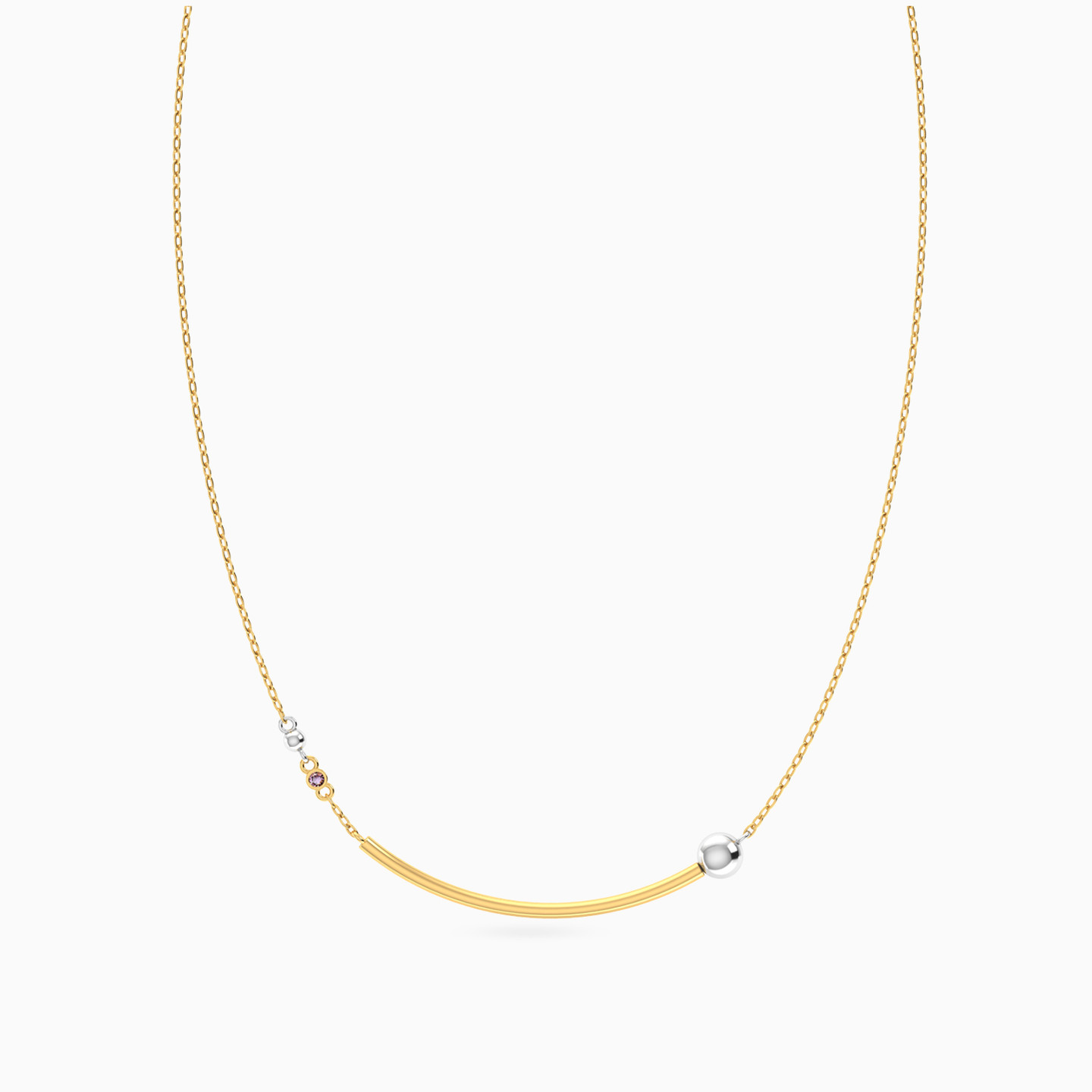 Arc & Bead Colored Stones Necklace In 18K Gold - 3 Arc & Bead Colored Stones Necklace In 18K Gold - 3