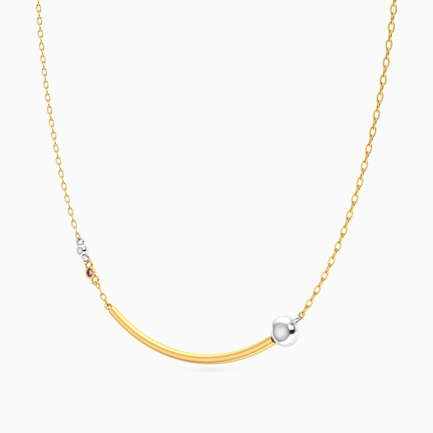 Arc & Bead Colored Stones Necklace In 18K Gold - 2 Arc & Bead Colored Stones Necklace In 18K Gold - 2