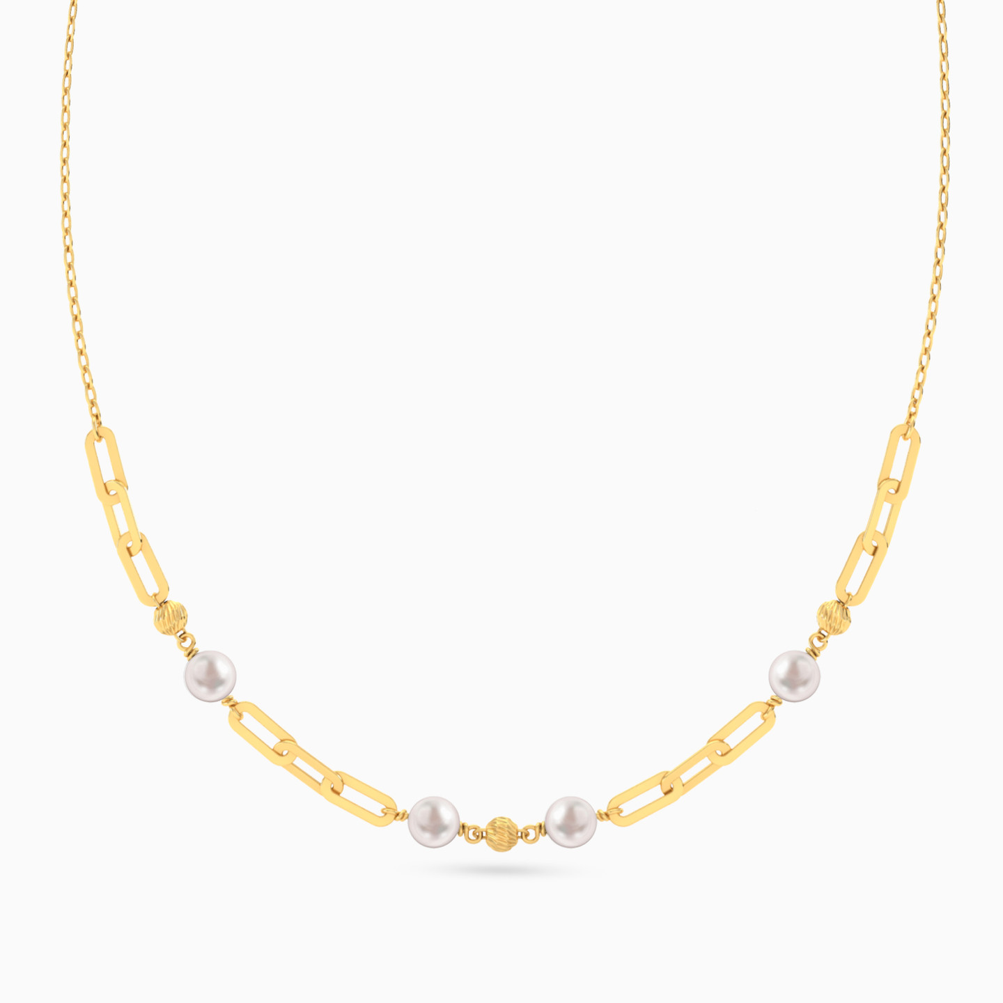 Beads Pearl Paperclip Necklace In 18K Gold Beads Pearl Paperclip Necklace In 18K Gold