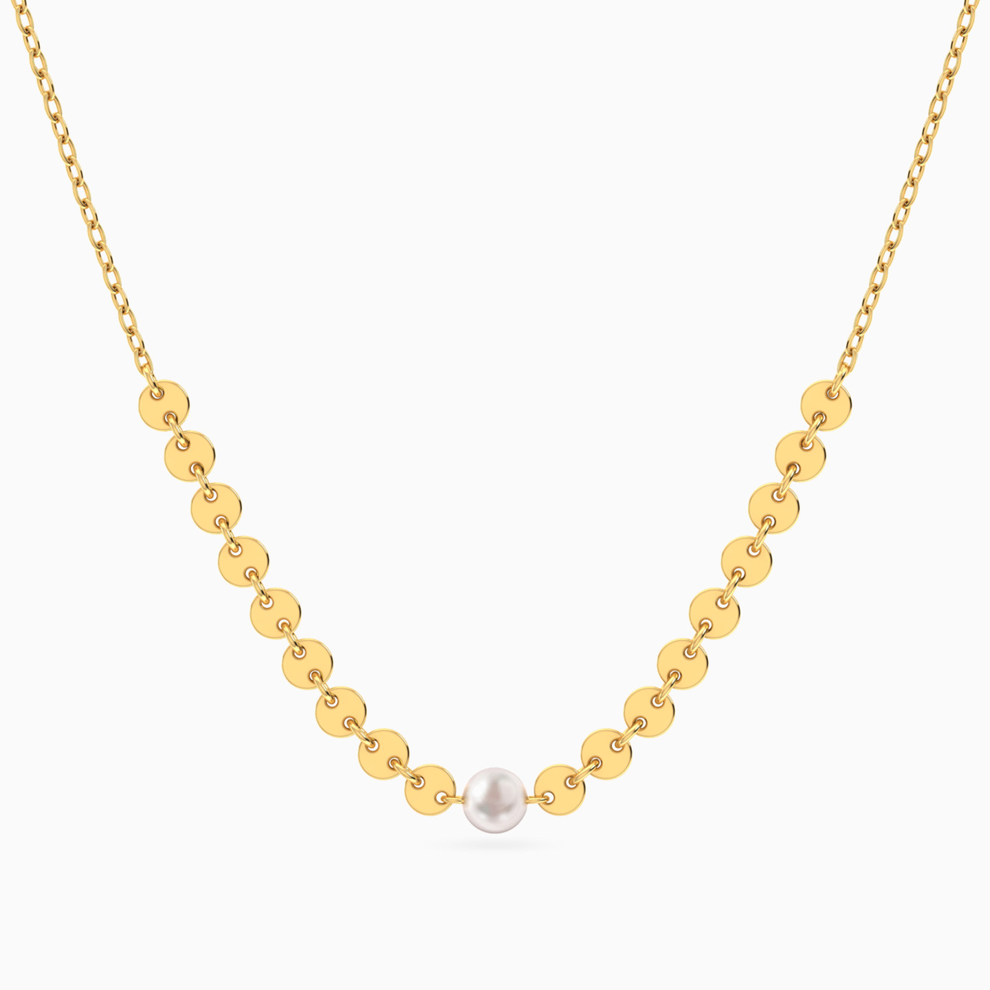 Oval Motifs Pearl Necklace In 18K Gold Oval Motifs Pearl Necklace In 18K Gold