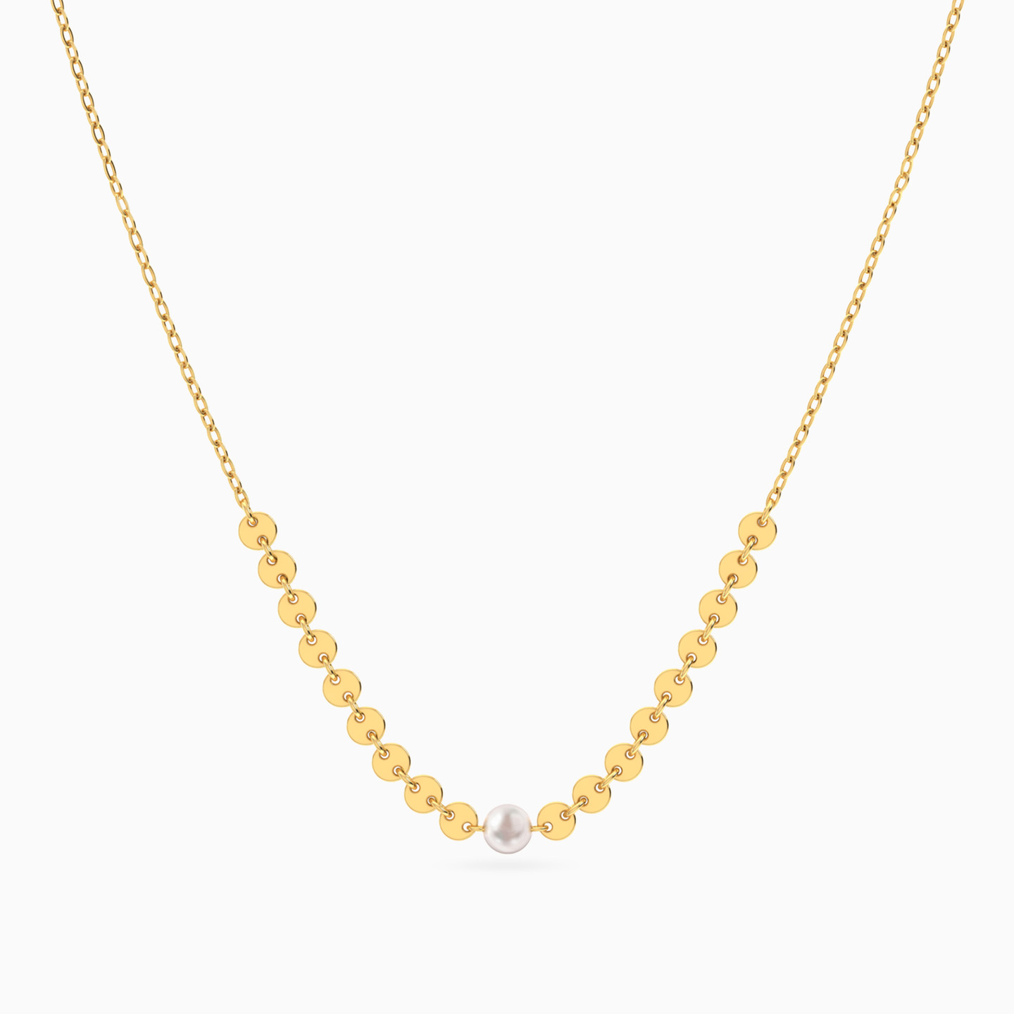 Oval Motifs Pearl Necklace In 18K Gold - 3 Oval Motifs Pearl Necklace In 18K Gold - 3
