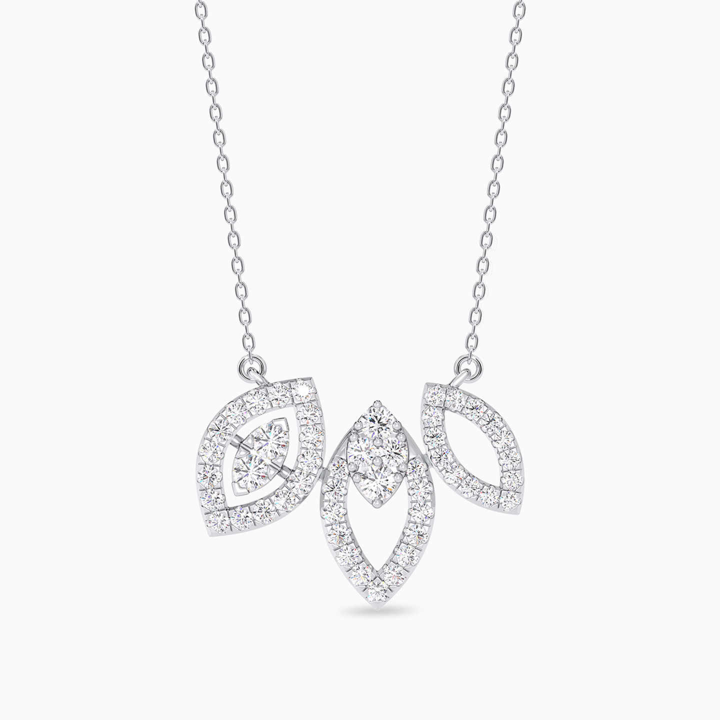 Three Marquise Shapes Diamond Necklace In 18K Gold Three Marquise Shapes Diamond Necklace In 18K Gold
