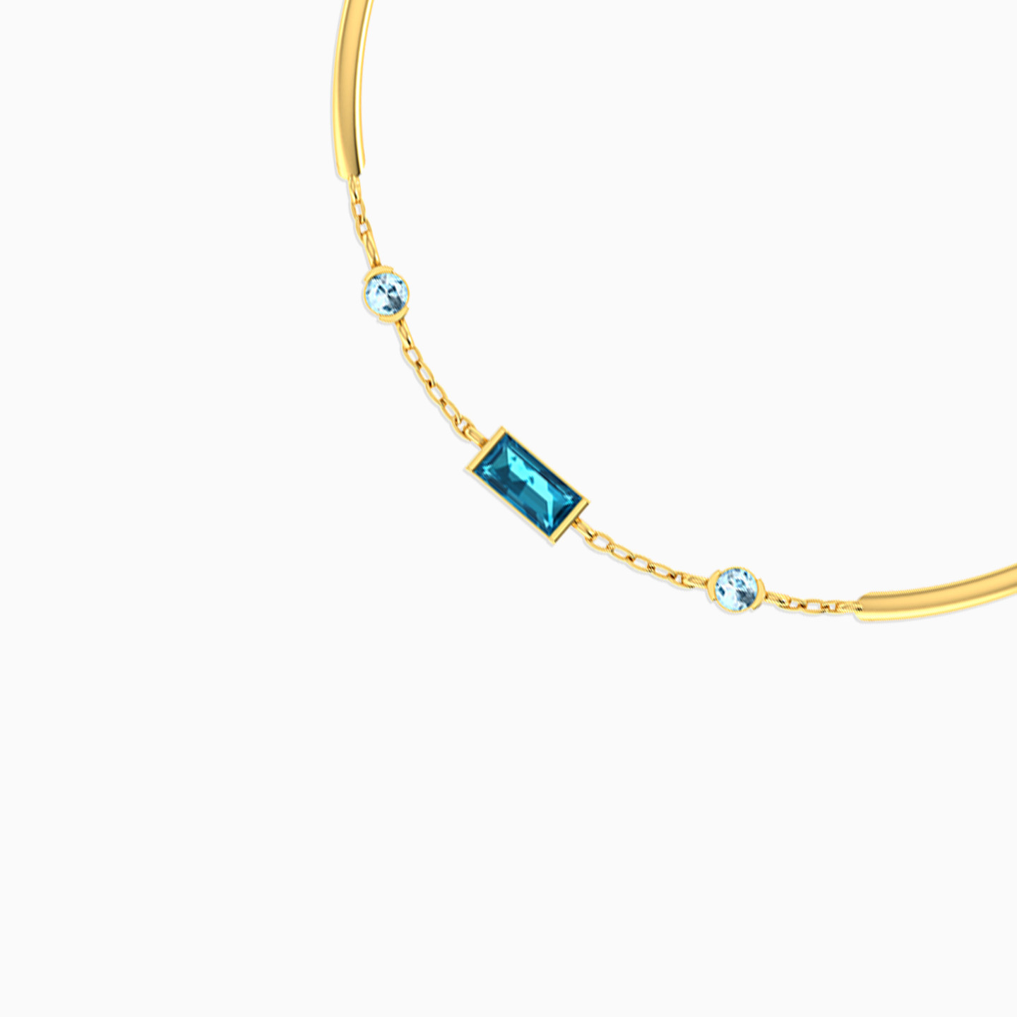 Baguette Colored Stones Chain Bracelet in 18K Gold - 3