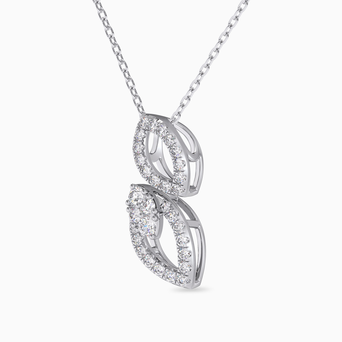 Interlocking Marquise Diamond Necklace In 18K Gold - 2 Interlocking Marquise Diamond Necklace In 18K Gold - 2