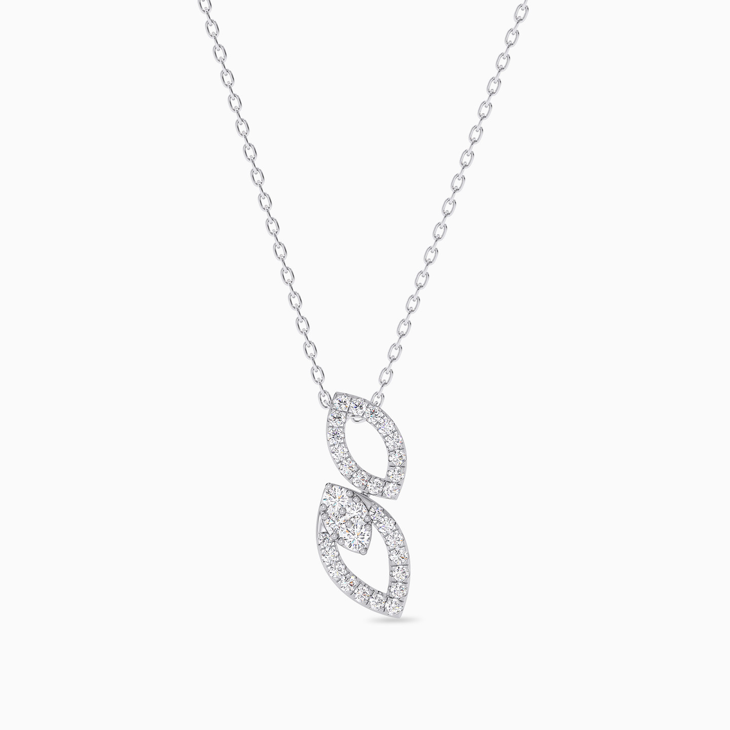 Interlocking Marquise Diamond Necklace In 18K Gold - 3 Interlocking Marquise Diamond Necklace In 18K Gold - 3