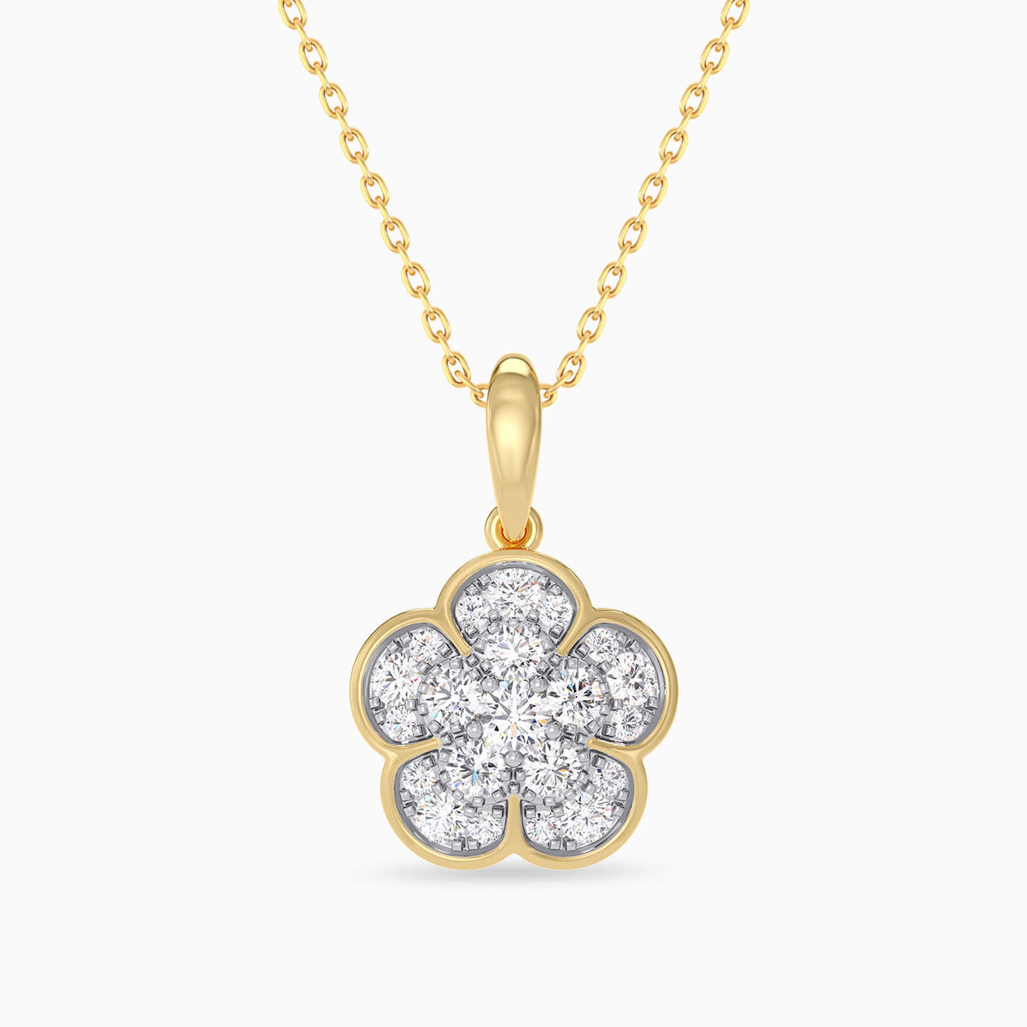 Floral Cluster Diamond Necklace In 18K Gold Floral Cluster Diamond Necklace In 18K Gold