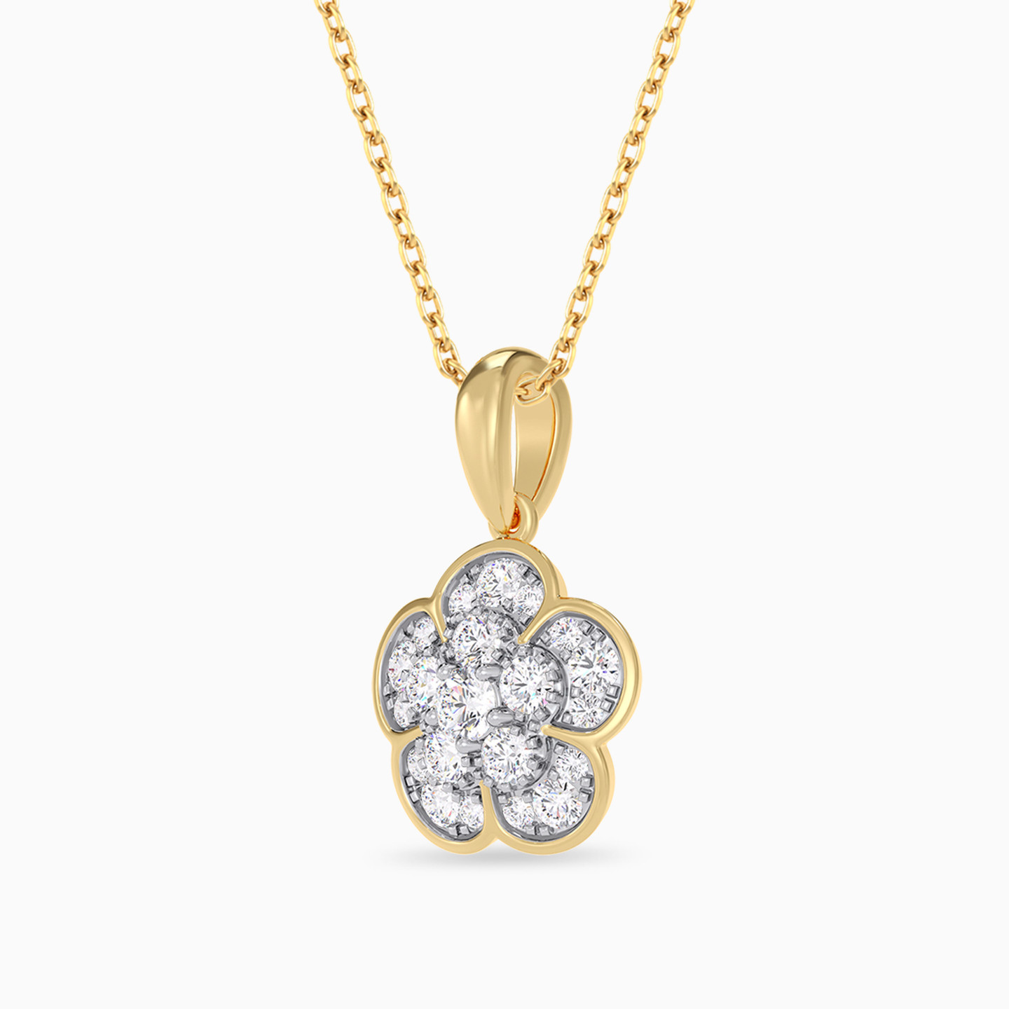 Floral Cluster Diamond Necklace In 18K Gold - 2 Floral Cluster Diamond Necklace In 18K Gold - 2